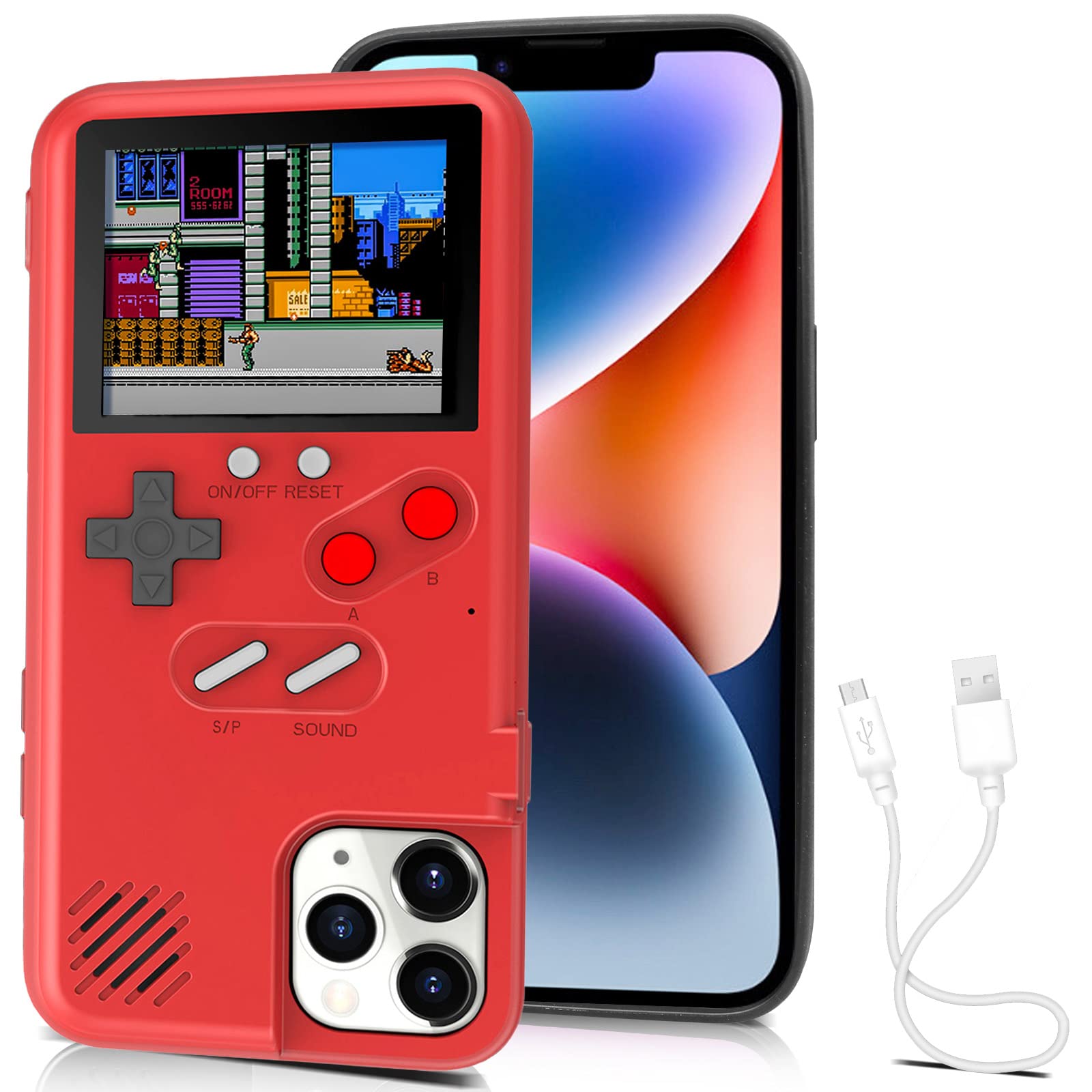 Retro Gameboy Case for iPhone XR - 168 Built-in Classic Games, Shockproof Protective Phone Cover - Play Video Games Anywhere (Red, iPhone XR) | Perfect for Commuting, Travel & Nostalgic Gaming Fun