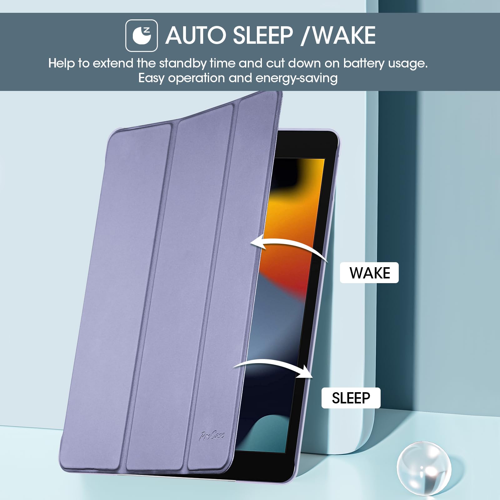 ProCase Slim Hard Back Smart Cover for iPad 10.2 (9th/8th/7th Generation 2021/2020/2019) - Light Purple | Protective iPad Case with Auto Sleep/Wake | Perfect for Work, School & Travel