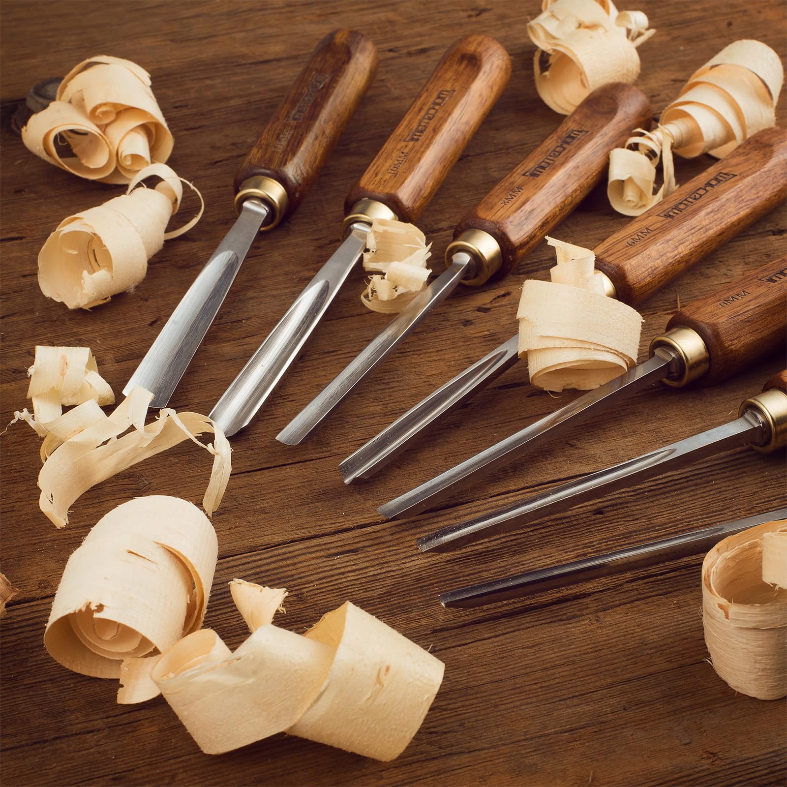 12-Piece Wood Carving Chisel Set with Wooden Box - Premium CR-V 60 Steel Blades for Woodworking, DIY Projects & Home Improvement - Perfect for Carving, Sculpting & Fine Wood Detailing