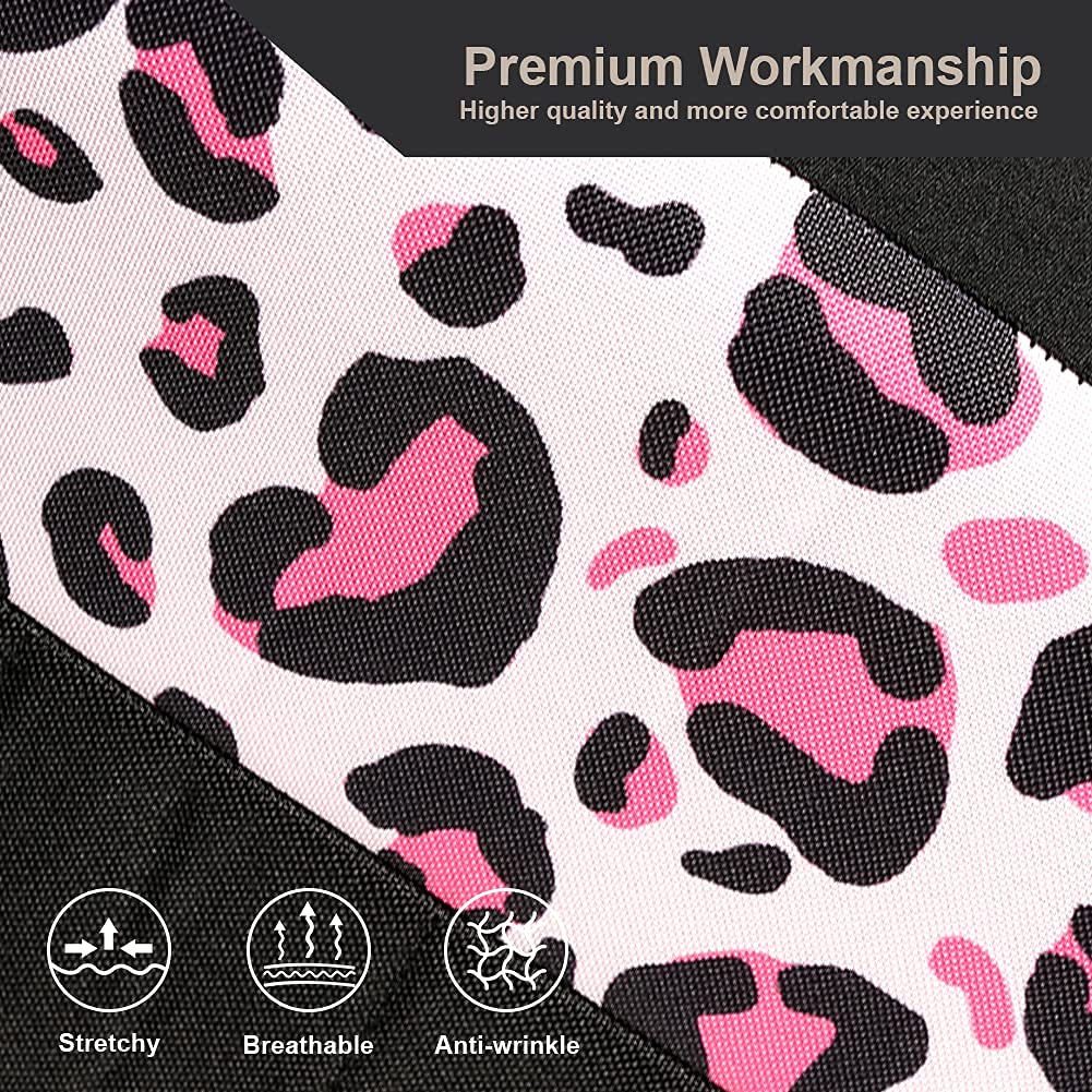 GIANT PANDA Pink Leopard Print Car Seat Covers - Bucket & Low Back Design for Cars & SUVs | Airbag Compatible | Perfect for Daily Commute & Road Trips