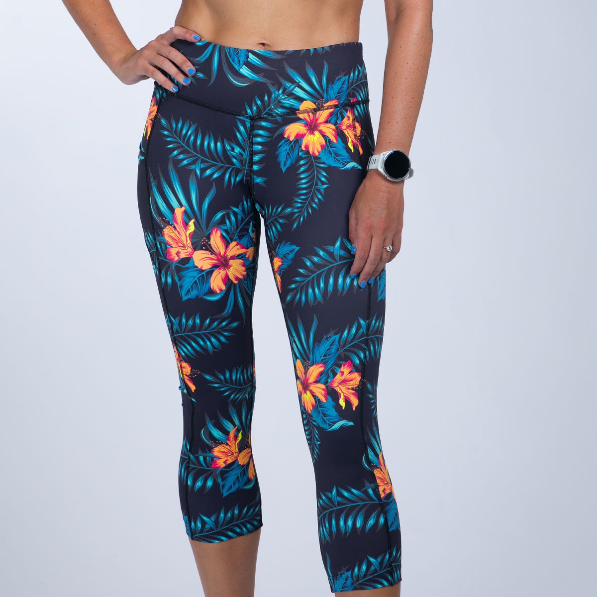 Women's Limited Edition Run Pulse Capri Leggings - High Waisted Yoga Pants for Running, Workout & Hula Dance | Moisture Wicking & Stretchy Activewear