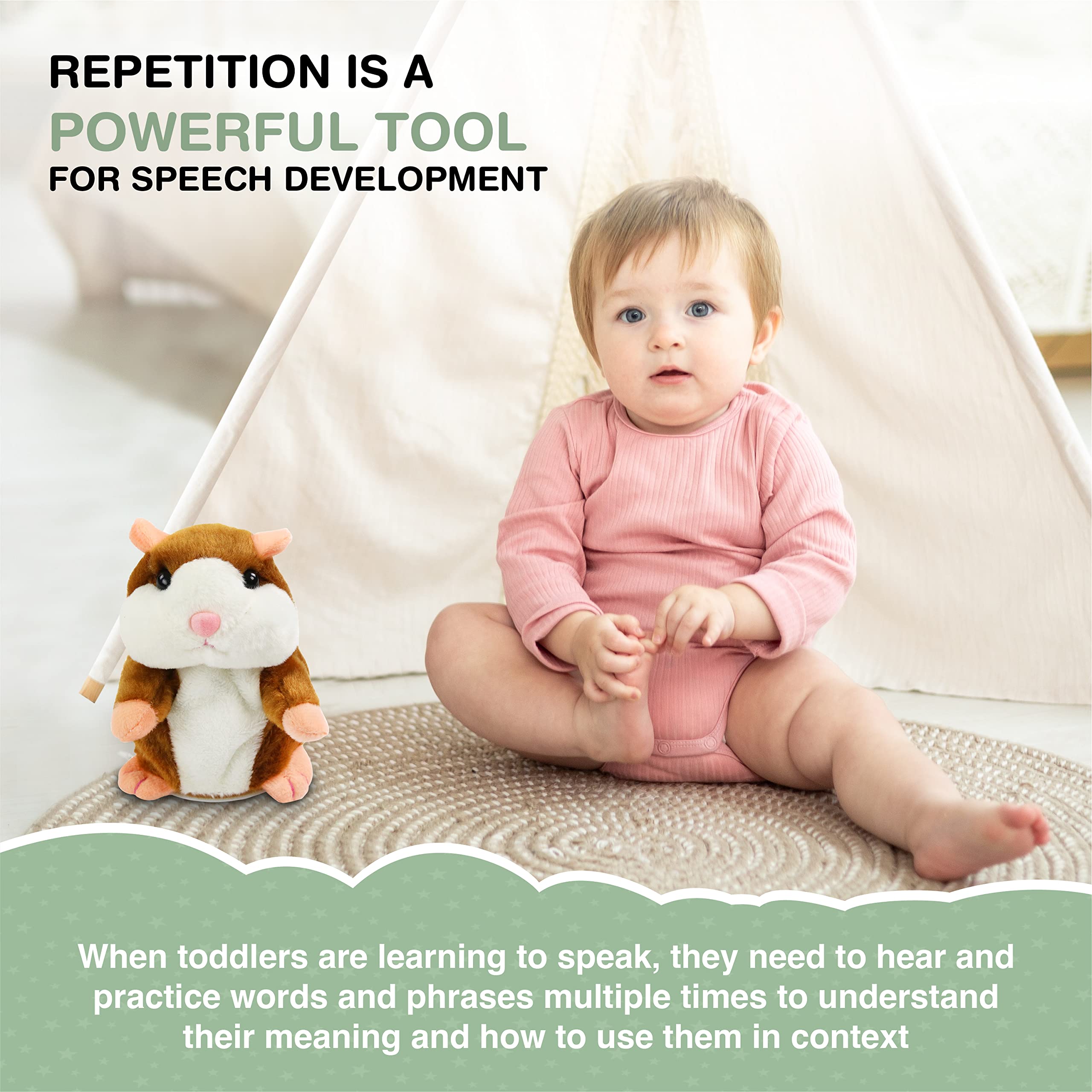 Maggy - Interactive Talking Hamster Toy for Toddlers 1-3 Years | Speech Therapy & Sensory Development Toy | Repeats What You Say | Fun Educational Gift for Kids | Perfect for Home, Classroom & Therapy Sessions