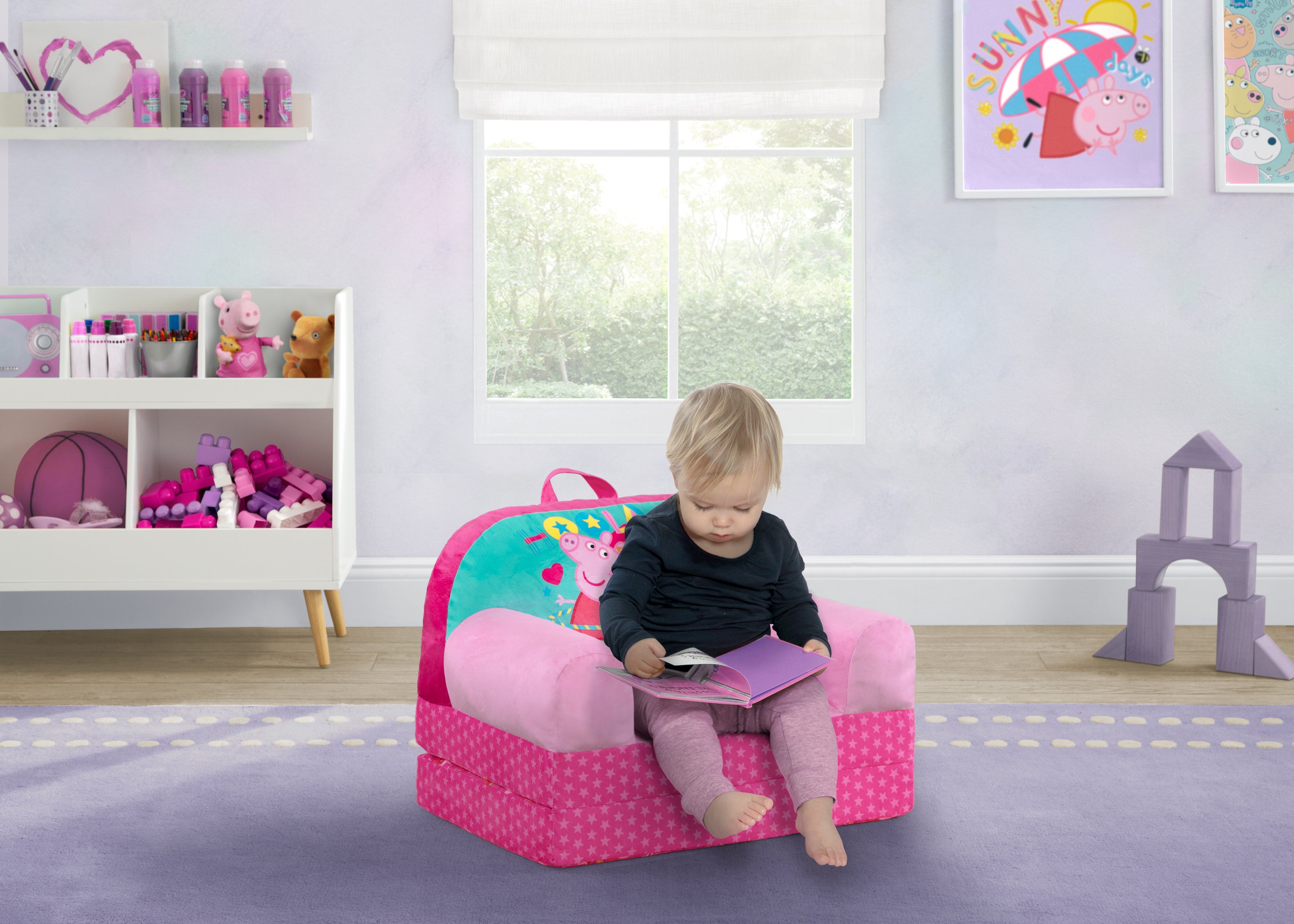 Peppa Pig Cozee Buddy Flip Out Chair - Soft Plush Kids Chair for Playroom, Bedroom & Travel - Perfect for Toddlers & Preschoolers