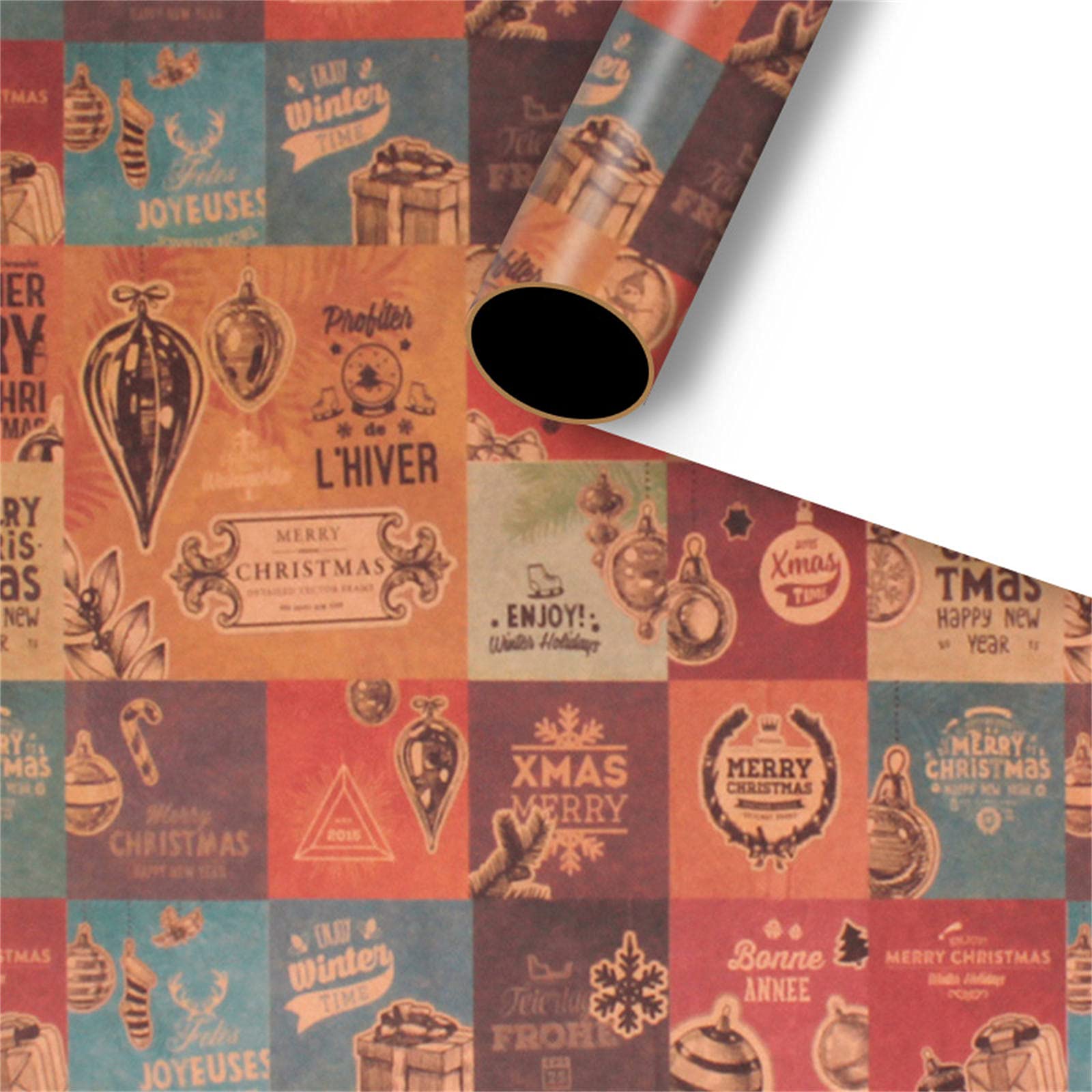 Muised Christmas Wrapping Paper - Festive Holiday Elements Collection (Plaid, Barn, Moose Patterns) - Single-Sided 70cm x 50cm for Gift Wrapping & Home Decor - Perfect for Christmas Presents, Party Decorations & Holiday Crafts