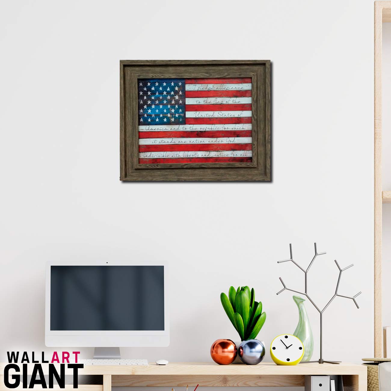 Patriotic Wall Art - Textured American Flag with United States Pledge - Large Canvas Prints in Various Sizes - Perfect for Home Decor, Office & School Classrooms
