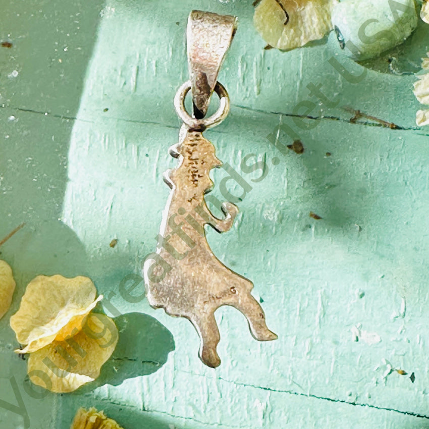 Authentic Sterling Silver Figural Pendant with Turquoise Channel Inlay - Perfect for Necklaces, Gifts & Boho Jewelry Collections