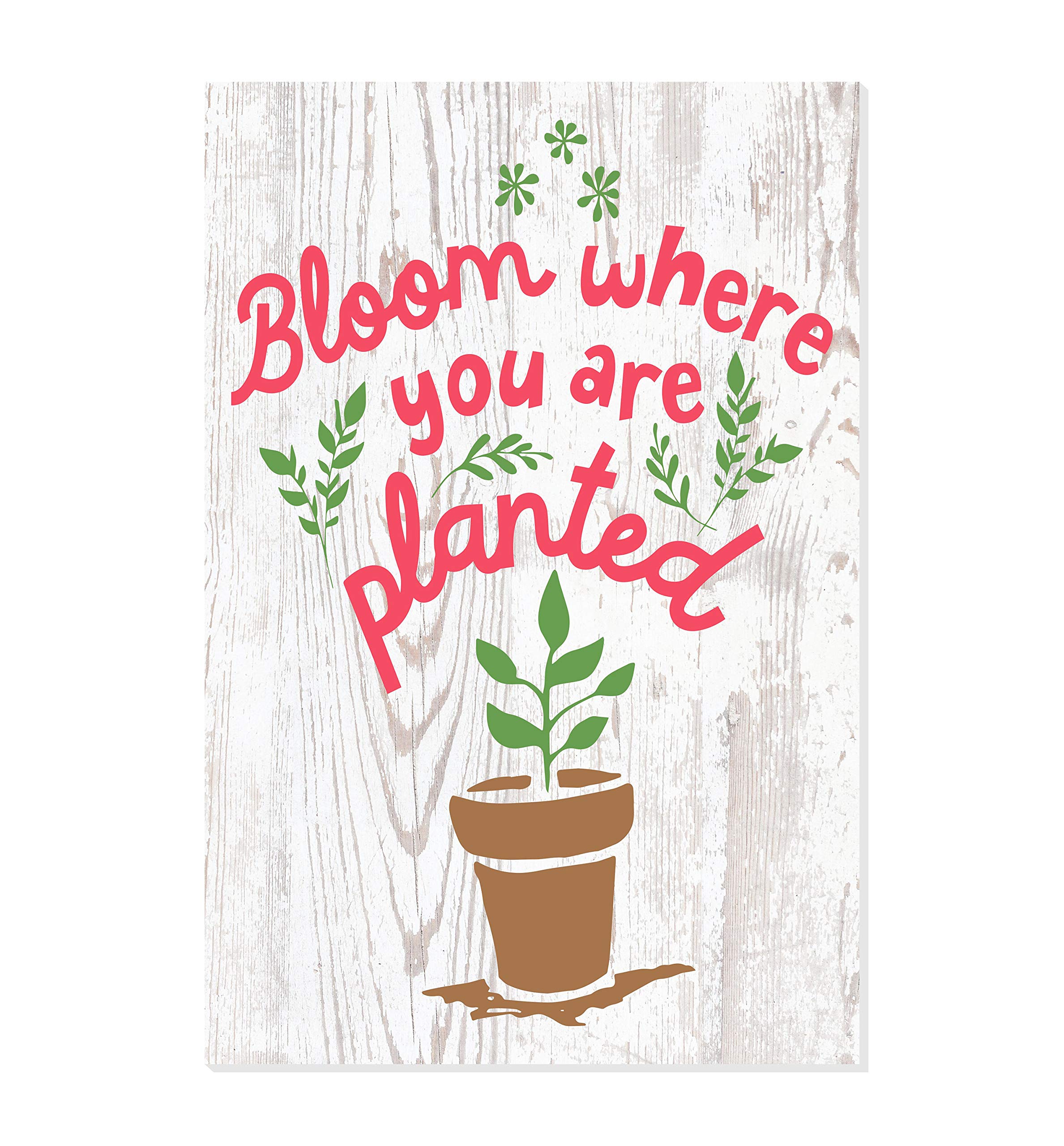 Rustic Wooden Wall Sign - Farmhouse Home Decor with 'Bloom Where You Are Planted' Quote - 12x6 Inch Wood Plaque for Living Room, Bedroom & Entryway - Perfect for Wall Decor, Housewarming Gifts & Farmhouse Style Interiors