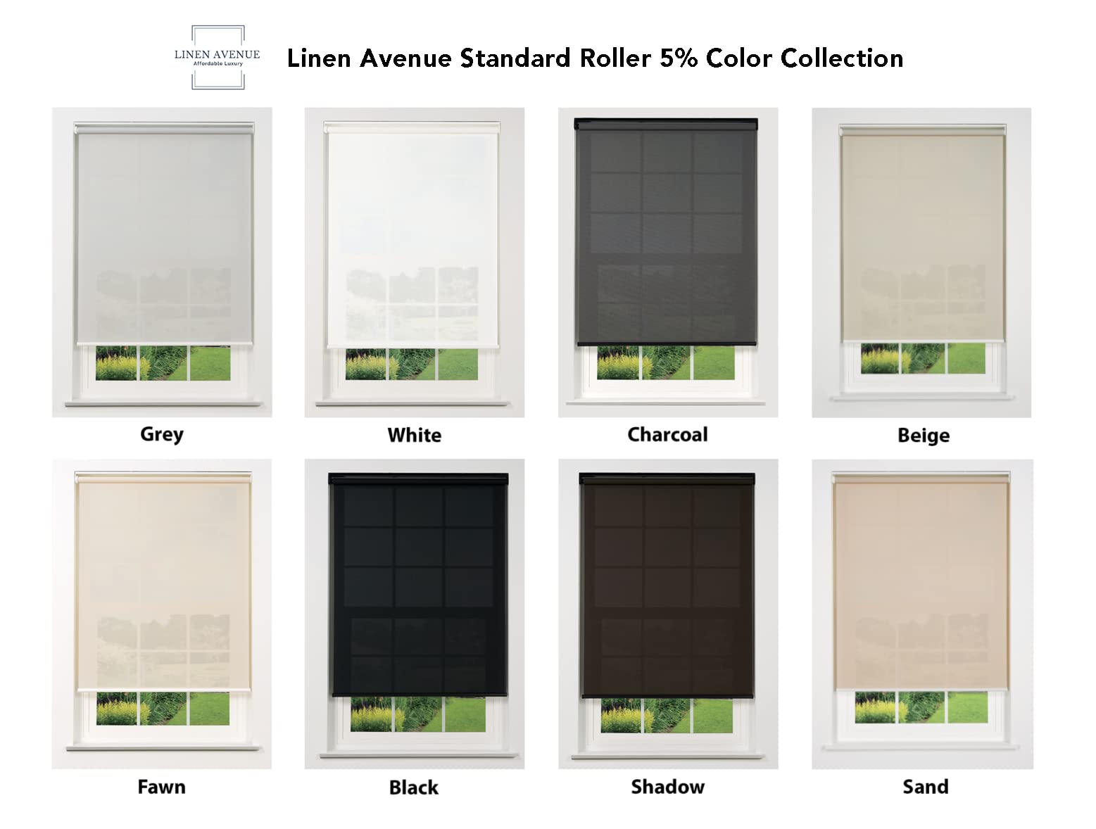 Linen Avenue Cordless 5% Solar Screen Standard Roller Shade - Charcoal 56