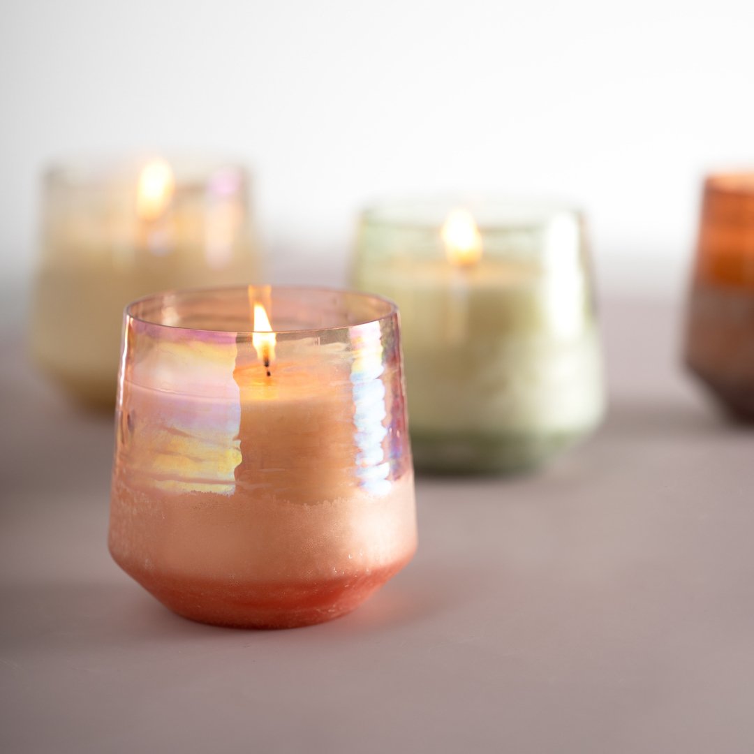 Premium Baltic Glass Candle with Terra Tabac Scent - Handmade Home Decor for Relaxation, Meditation & Romantic Ambiance