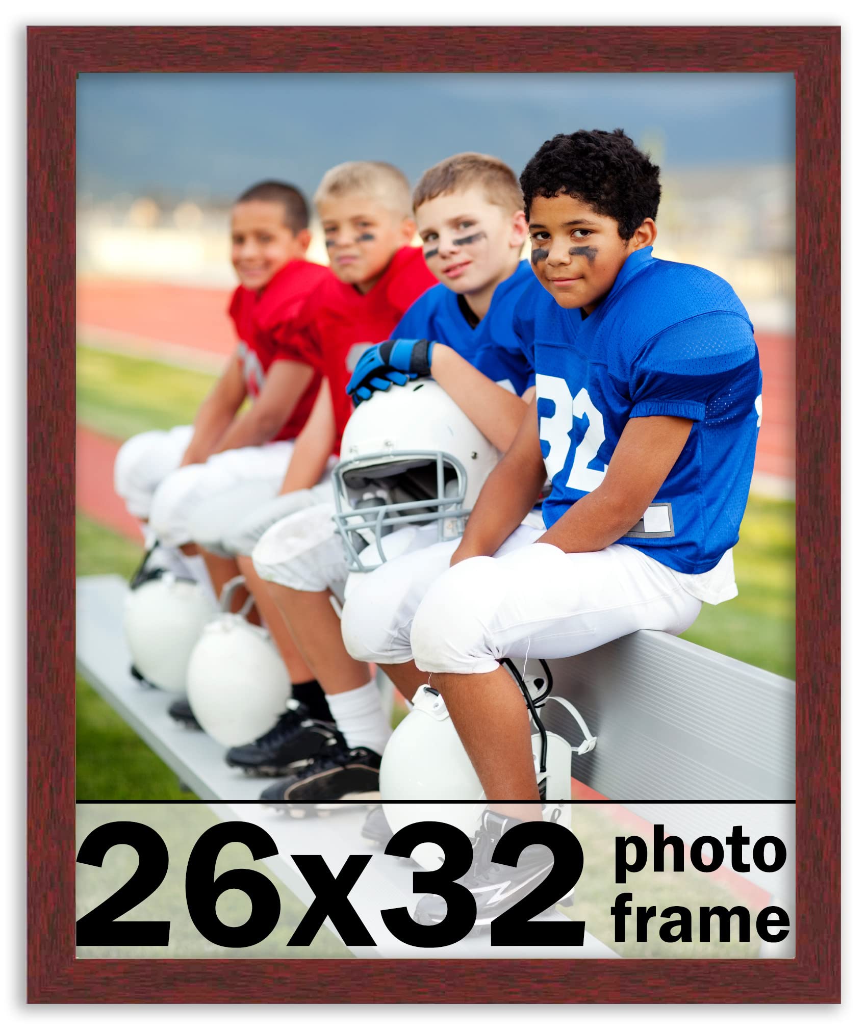 CountryArtHouse 26x32 Inch Solid Mahogany Wood Picture Frame with UV Acrylic Plexiglass - Acid Free Foam Backing & Hanging Hardware Included - Perfect for Wall Art, Family Photos, and Home Decor Display