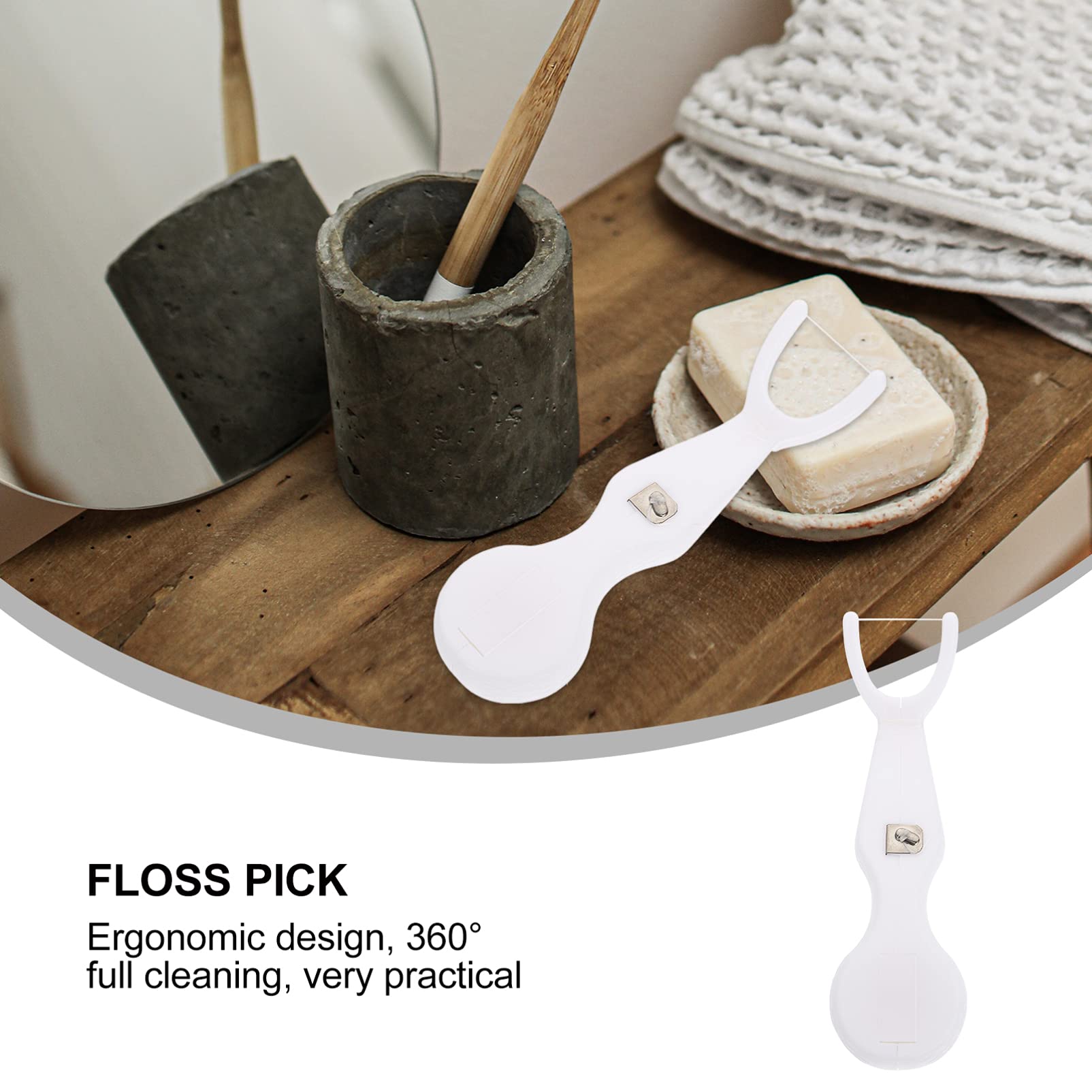 Reusable Y-Shaped Dental Floss Pick with Comfortable Medical Grip - White ABS Travel Tooth Flosser for Teeth Cleaning | Perfect for Home, Office & Travel Oral Care