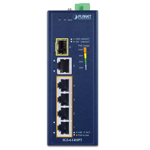 IGS-614HPT Industrial 4-Port Gigabit PoE+ Switch with 802.3at, 1G Uplink & SFP Port - Rugged Network Solution for Factory Automation, Security Cameras & Outdoor Deployments