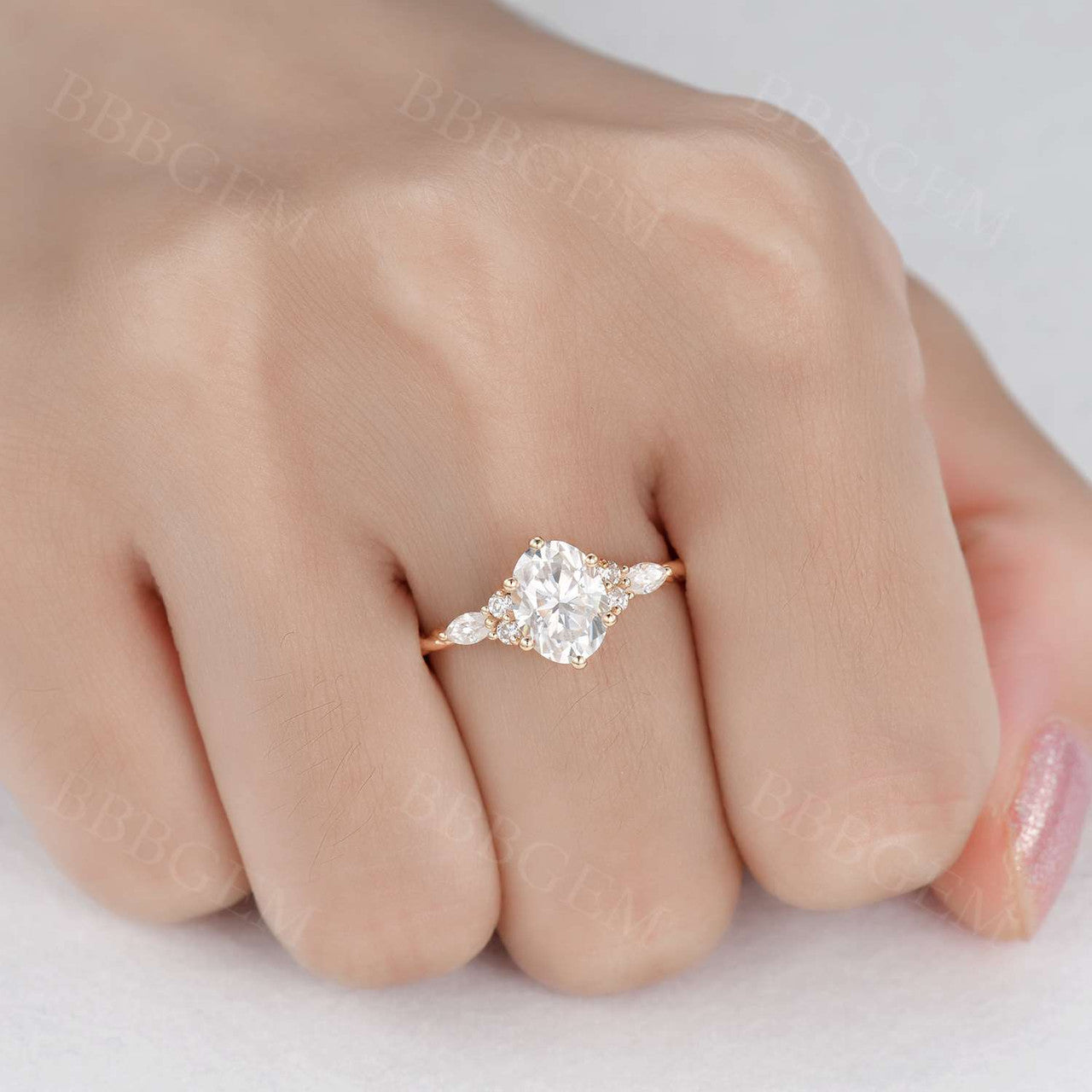 1.5CT Oval Cut Moissanite Engagement Ring with Marquise Accents - 14K/18K Twist Plain Gold Band Wedding Ring for Women, Perfect for Proposals, Anniversaries & Bridal Jewelry