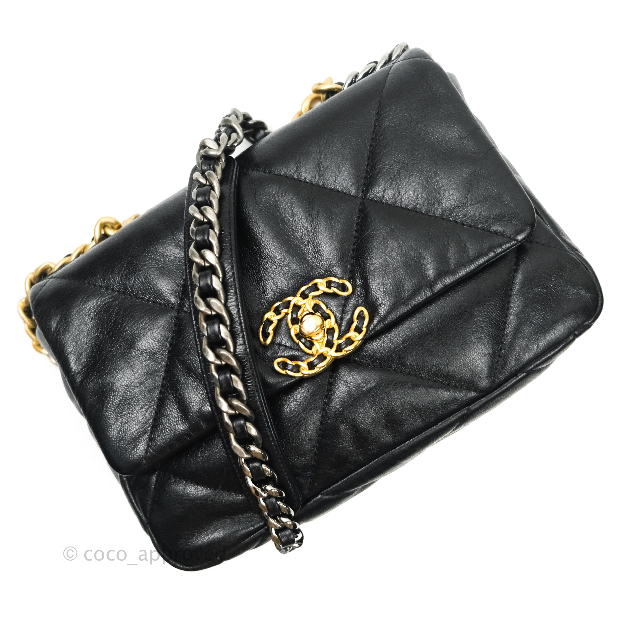 Chanel 19 Small Handbag Black Goatskin Leather with Mixed Hardware - Luxury Crossbody Bag for Women, Perfect for Date Night & Evening Events