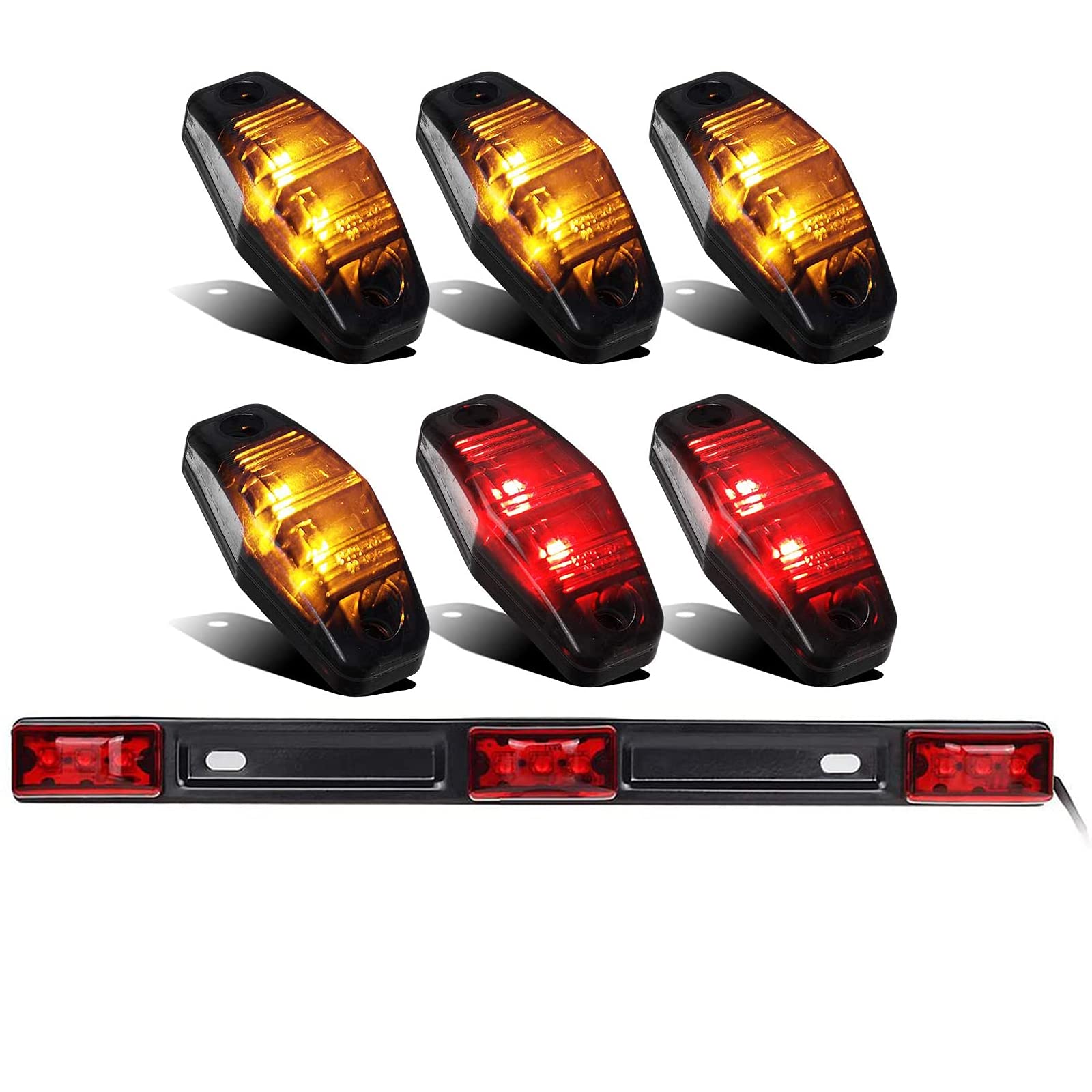 PARTSAM LED Trailer Lights Kit - 4 Amber & 2 Red Smoked 2.5