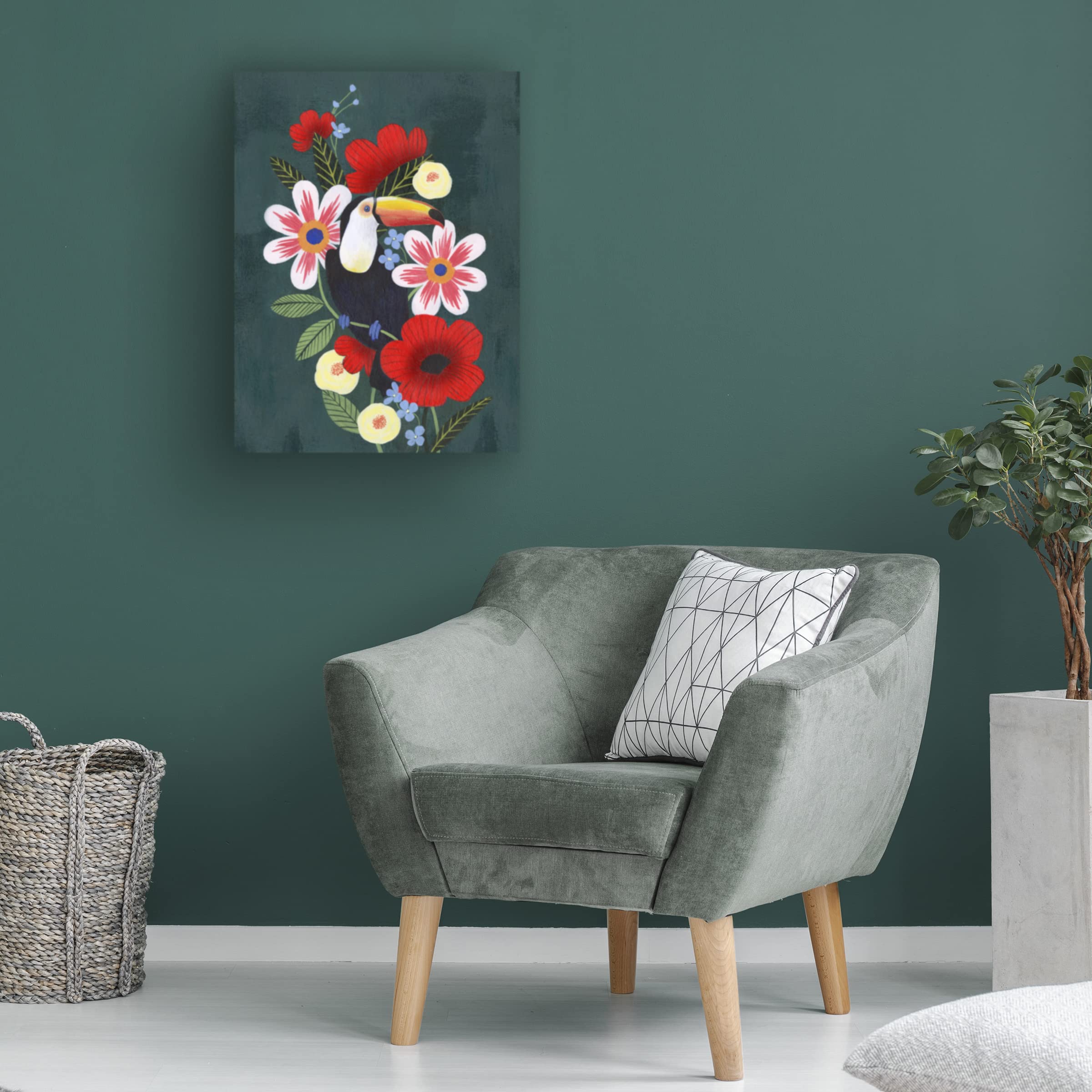 Grace Popp Tropical Toucan I Canvas Wall Art - Vibrant Tropical Bird Painting for Home & Office Decor - Perfect for Living Room, Bedroom, or Office Spaces