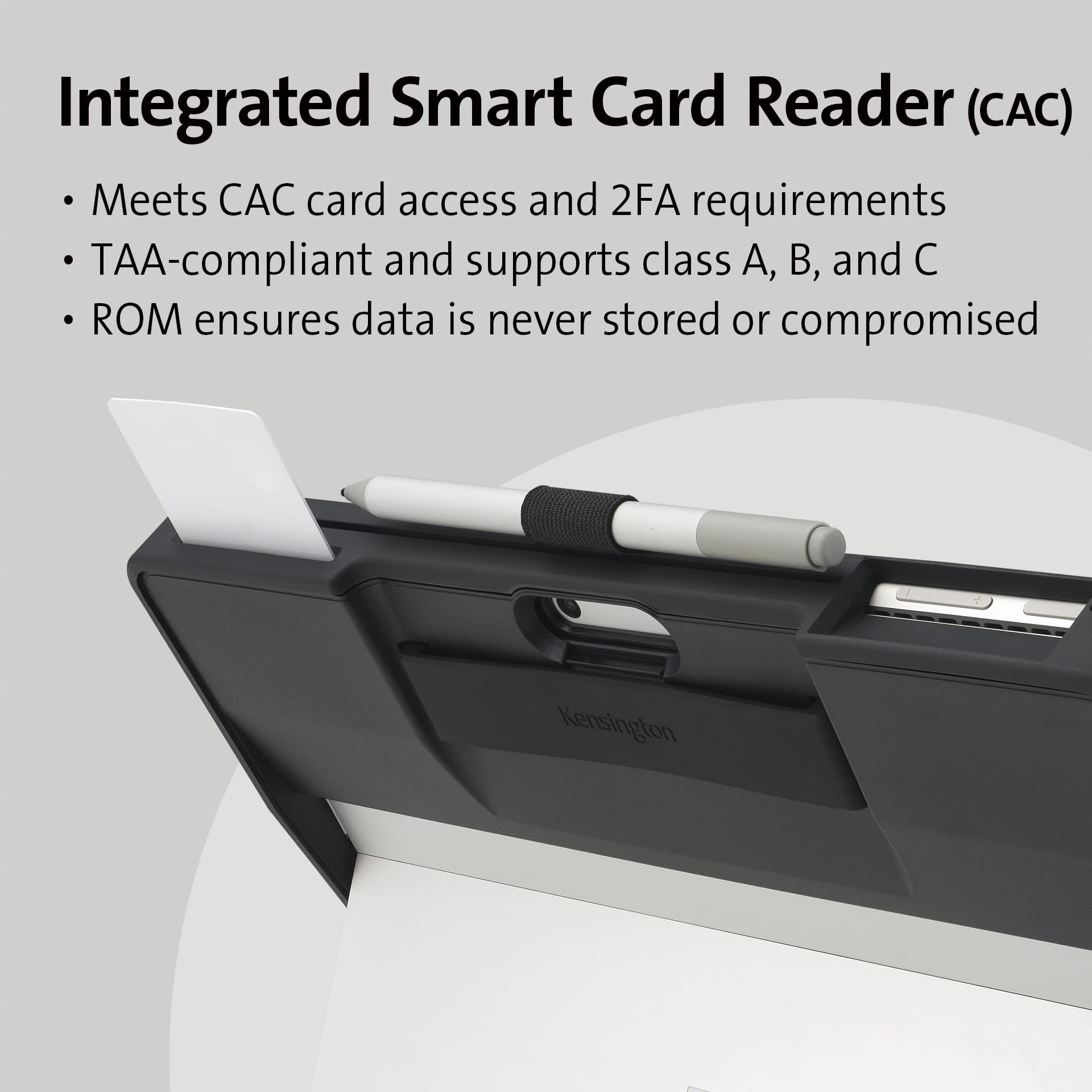 Kensington Blackbelt Rugged Protective Case with Built-in CAC Smart Card Reader & HDMI Port - Compatible with Microsoft Surface Pro 9/10/11 (Intel) - Perfect for Military, Government & Field Work Use