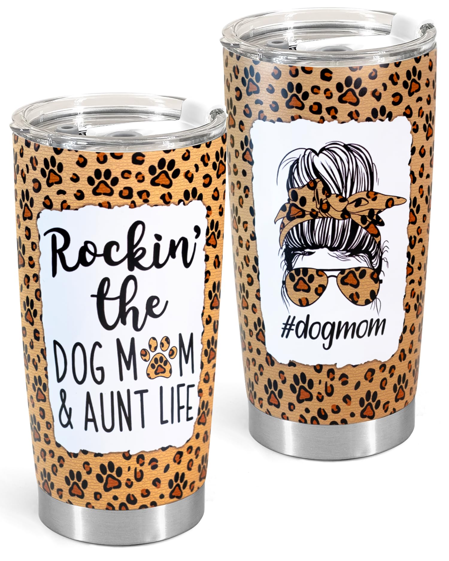 **20oz Insulated Travel Coffee Mug with Lid & Straw - Perfect Gift for Aunt, Dog Mom, or Pet Lover - Birthday, Mother's Day, Niece/Nephew Gift Idea - Great for Commuting, Work, or Outdoor Adventures**