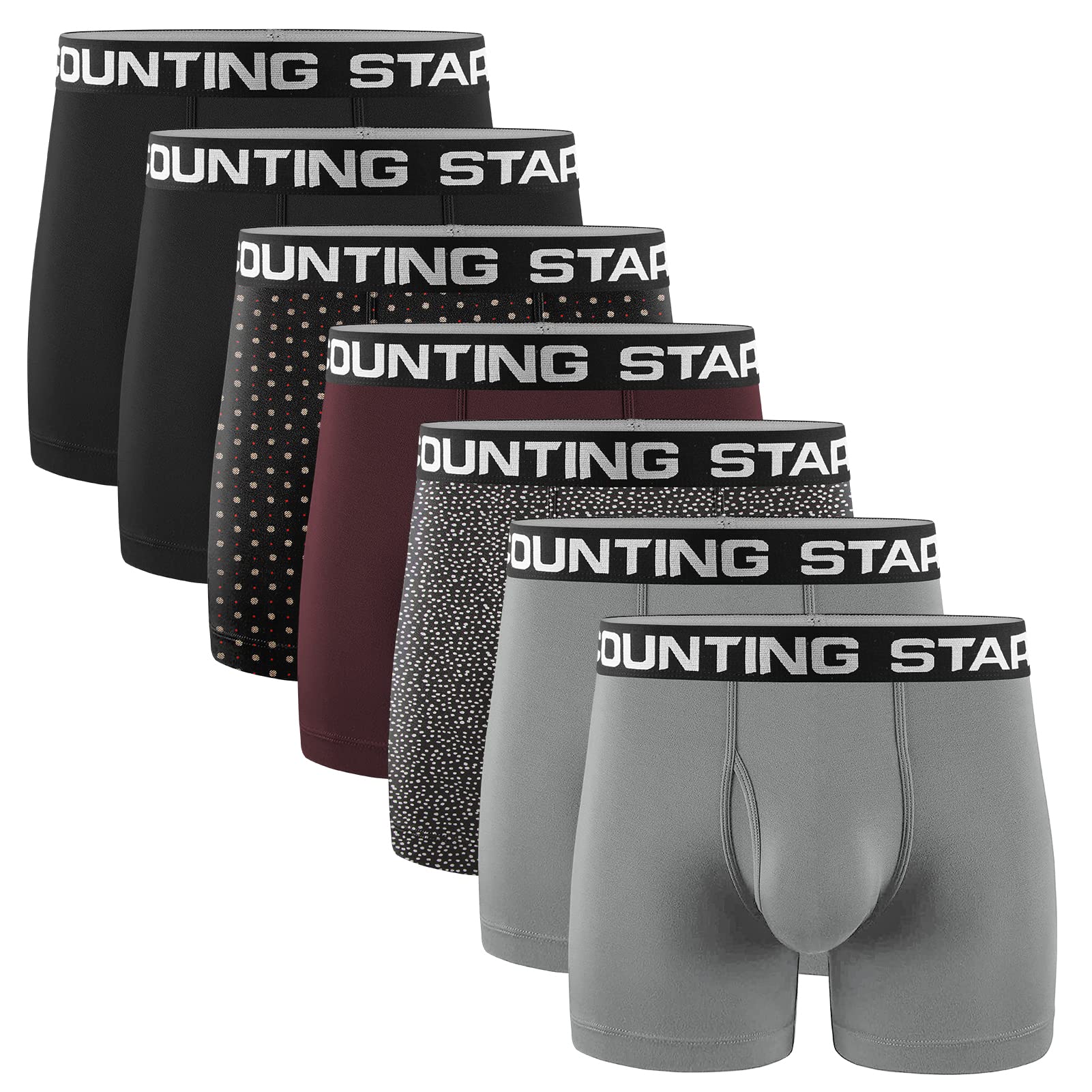 Counting Stars Men's Cotton Boxer Briefs - Soft, Breathable Underwear for Men in Assorted Colors (Pack of 3, 5 or 7) - Sizes S-XXL | Perfect for Everyday Wear, Gym & Travel