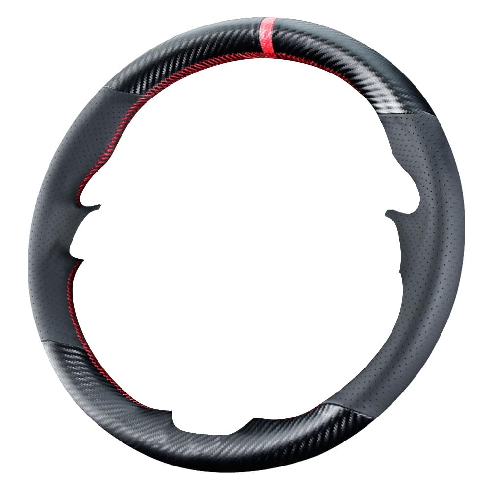 Carbon Fiber Steering Wheel Cover for Honda Accord 10th Gen (2018-2021) & Insight (2019-2021) - 15 Inch Black Microfiber Leather DIY Stitch-On Car Interior Upgrade - Perfect for Daily Driving & Enhanced Grip