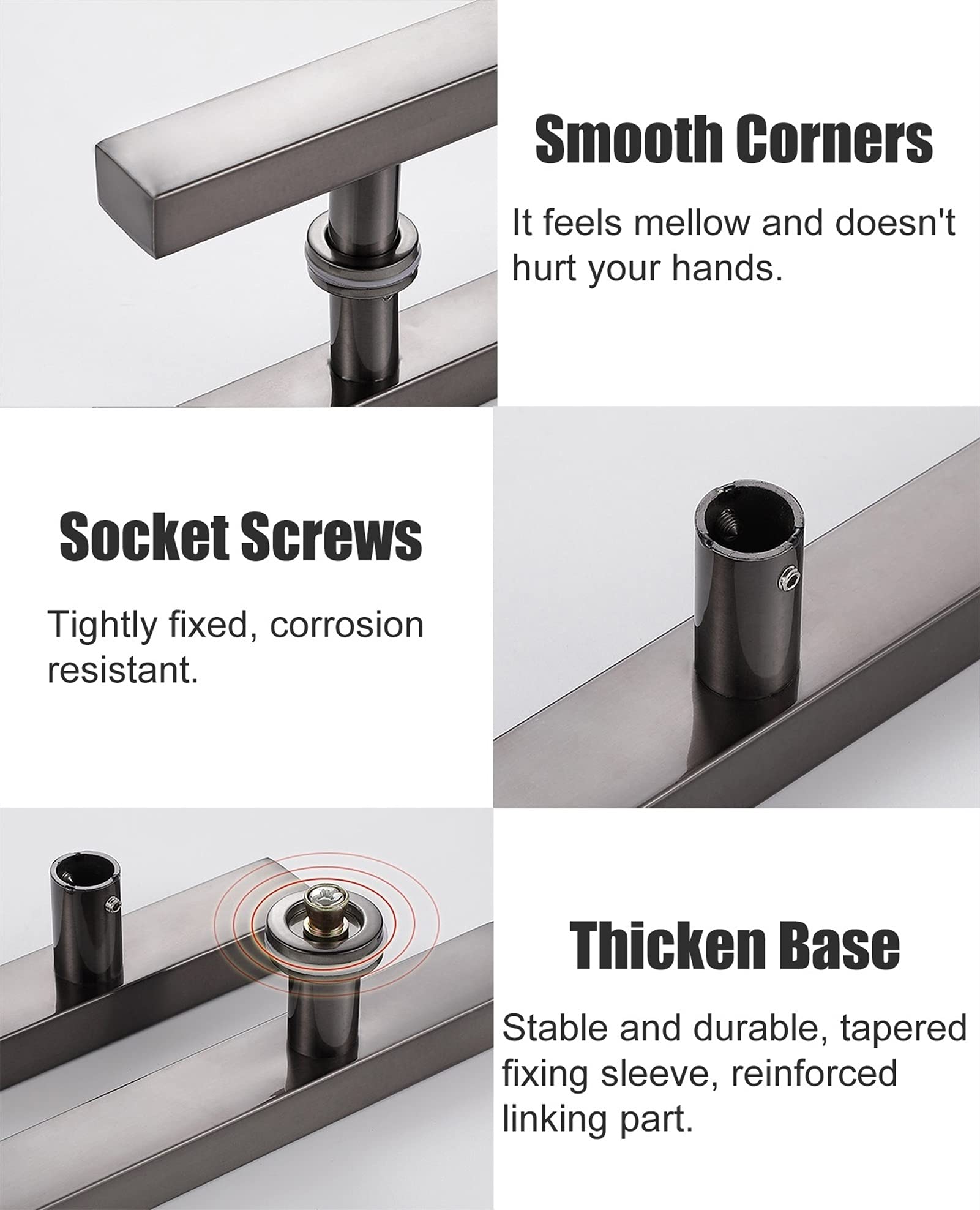 20/24/47 Inch Modern Square Entry Door Handle - Steel Push Pull Handle for Shower Glass Sliding, Barn & Interior/Exterior Doors with Fittings (Rose Gold, 150cm) - Perfect for Bathroom, Closet & Farmhouse Style Homes