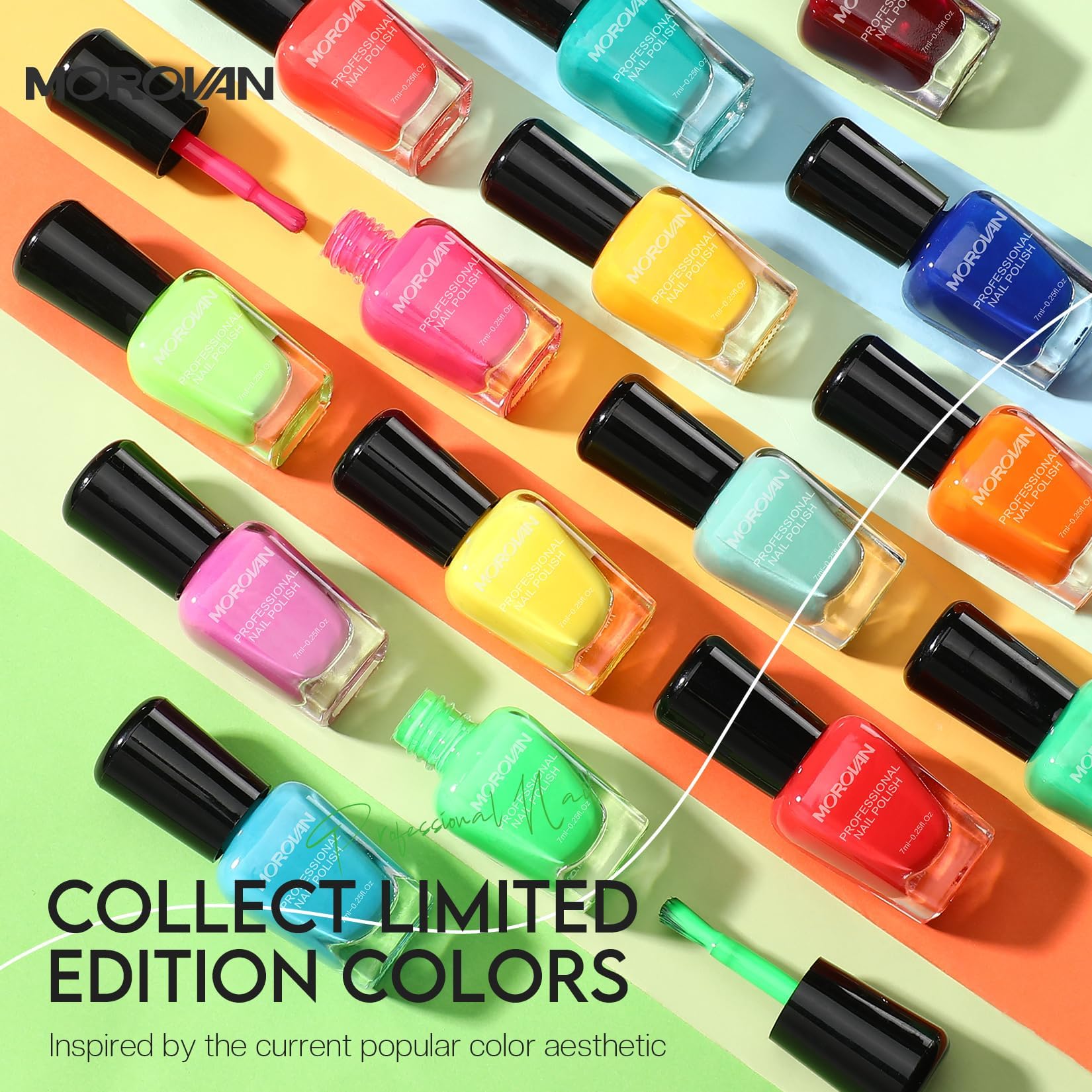 Morovan Neon Nail Polish Set - 15 Vibrant Quick Dry Colors | Long Lasting Nail Polish Kit for Women | Perfect for Spring Summer Manicures, Parties & Gifts