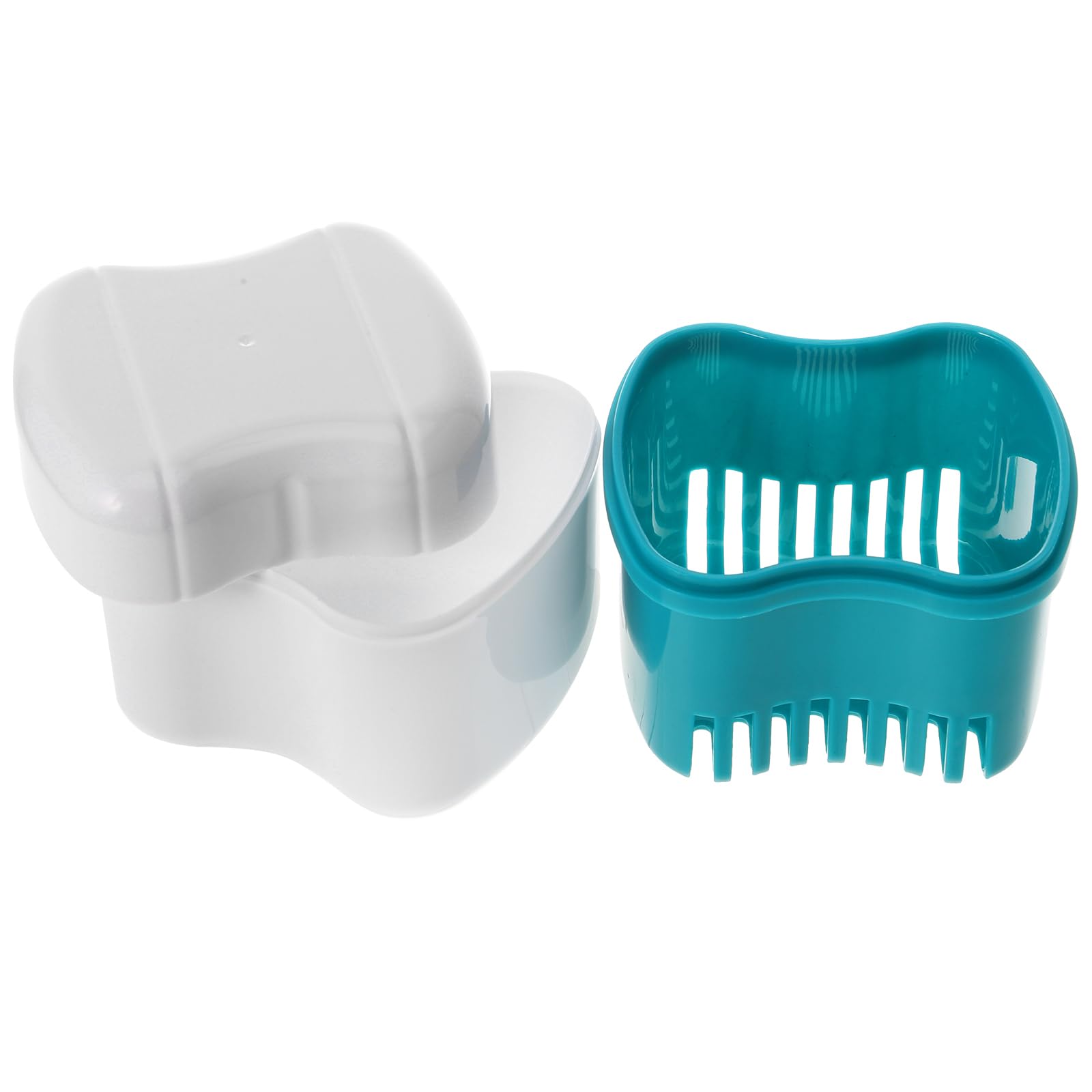 Denture Storage Box with Removable Strainer - Green | Denture Case for Braces, False Teeth & Dental Appliances | Travel & Home Use