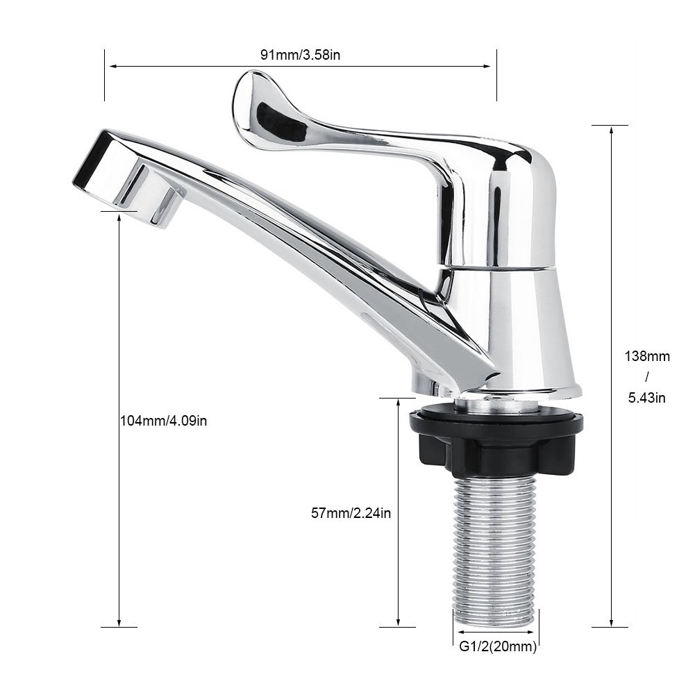 ABS Plastic Single Cold Water Faucet - G1/2 Thread Bathroom Basin & Kitchen Sink Tap with Tail Handle - Perfect for Home, RV, and Outdoor Use