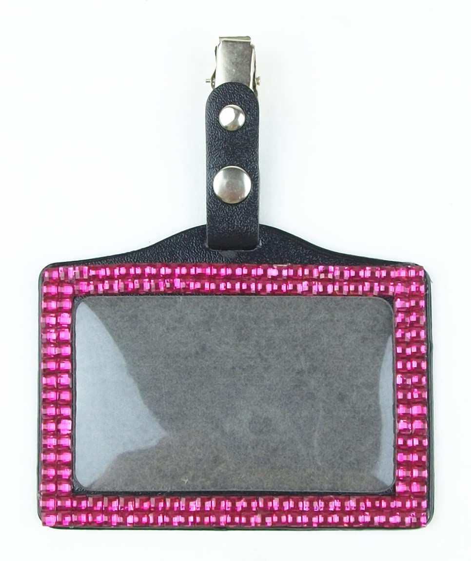 Bling Crystal Rhinestone ID Badge Holder - 23 Colors (Maroon) for Work & Events