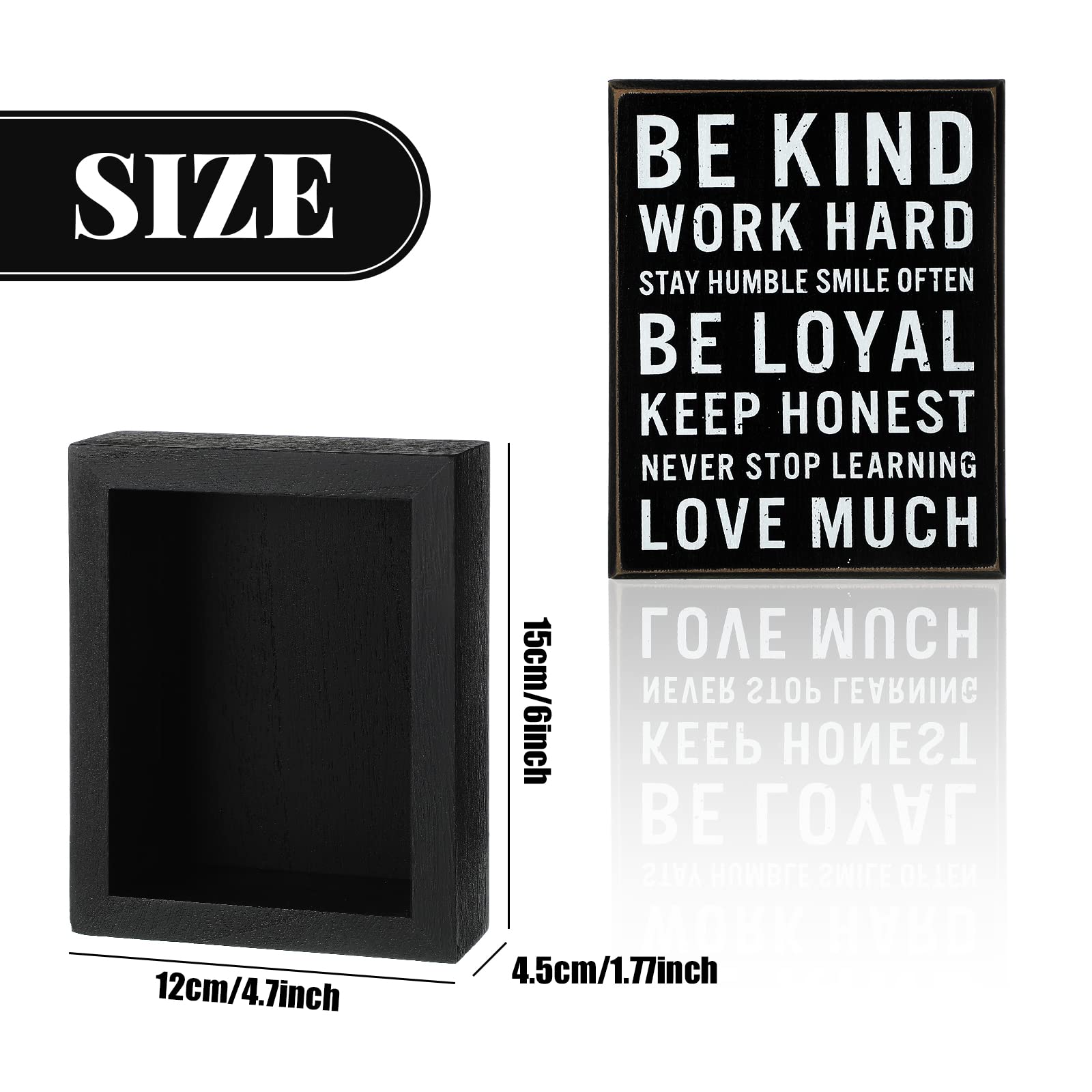 Jetec 4.7 x 6 Inch Wooden Box Signs with Inspirational Quotes - Be Kind Sayings for Home & Office Decor, Motivational Desk Plaque, Farmhouse Style - Perfect for Gifts, Wall Art, and Workspace Motivation