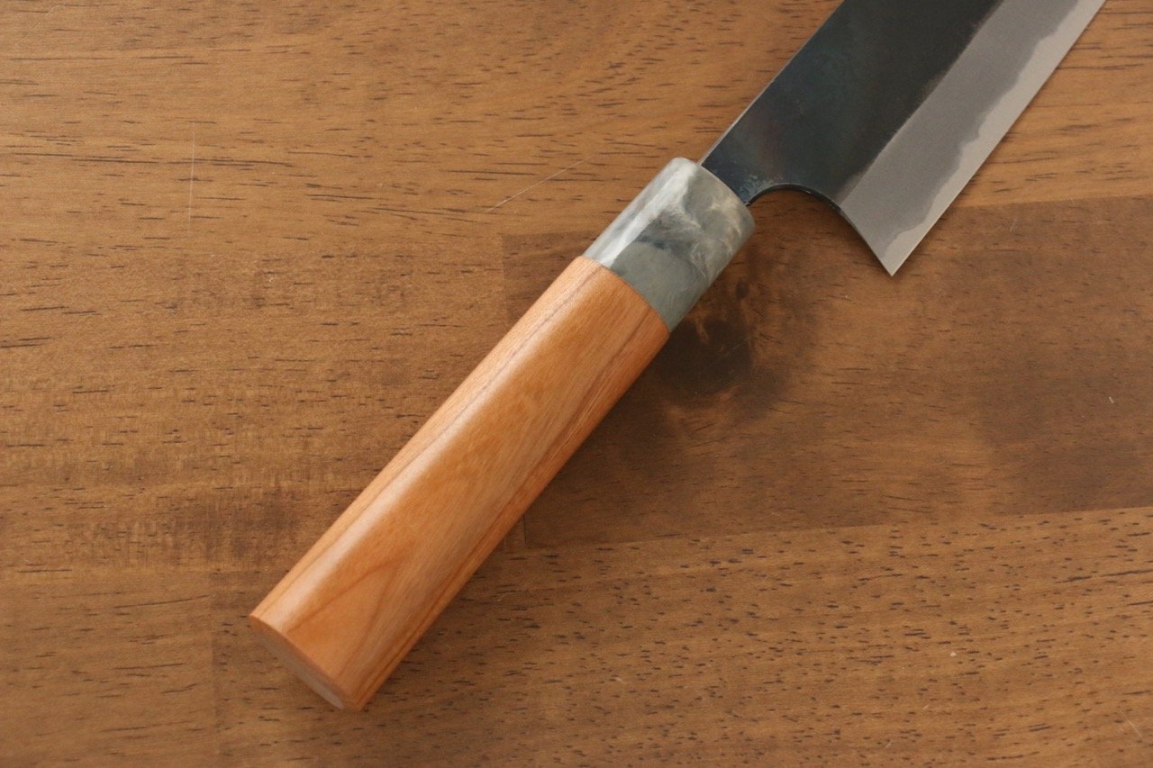 Masakage Mizu Blue Steel No.2 Santoku Knife 165mm - Japanese Chef Knife with American Cherry Handle - Perfect for Slicing, Dicing & Chopping Vegetables, Meat & Fish