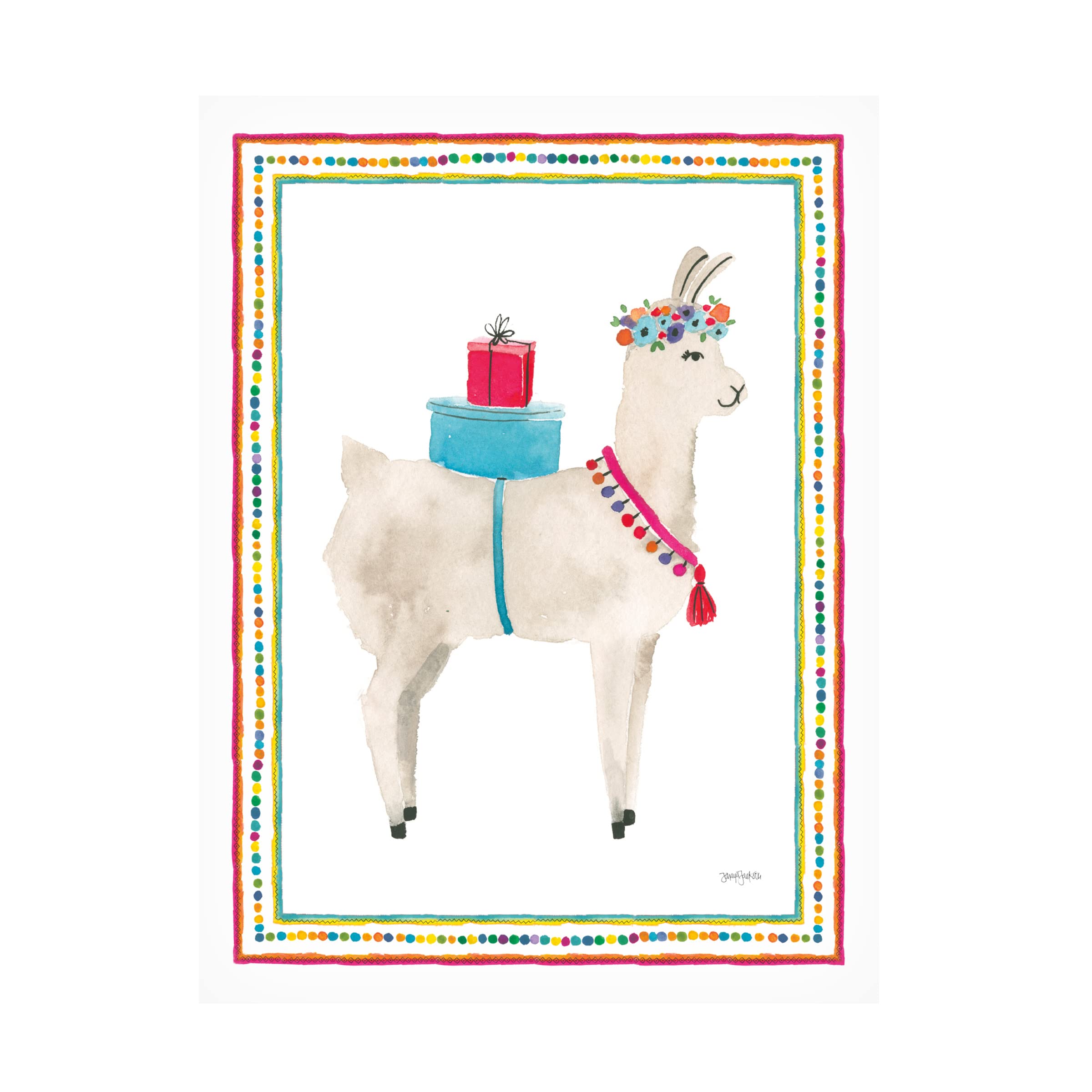 Trademark Fine Art 'La La Llama III' Canvas Wall Art by Jenaya Jackson - Vibrant Animal Print for Living Room, Nursery & Office Decor