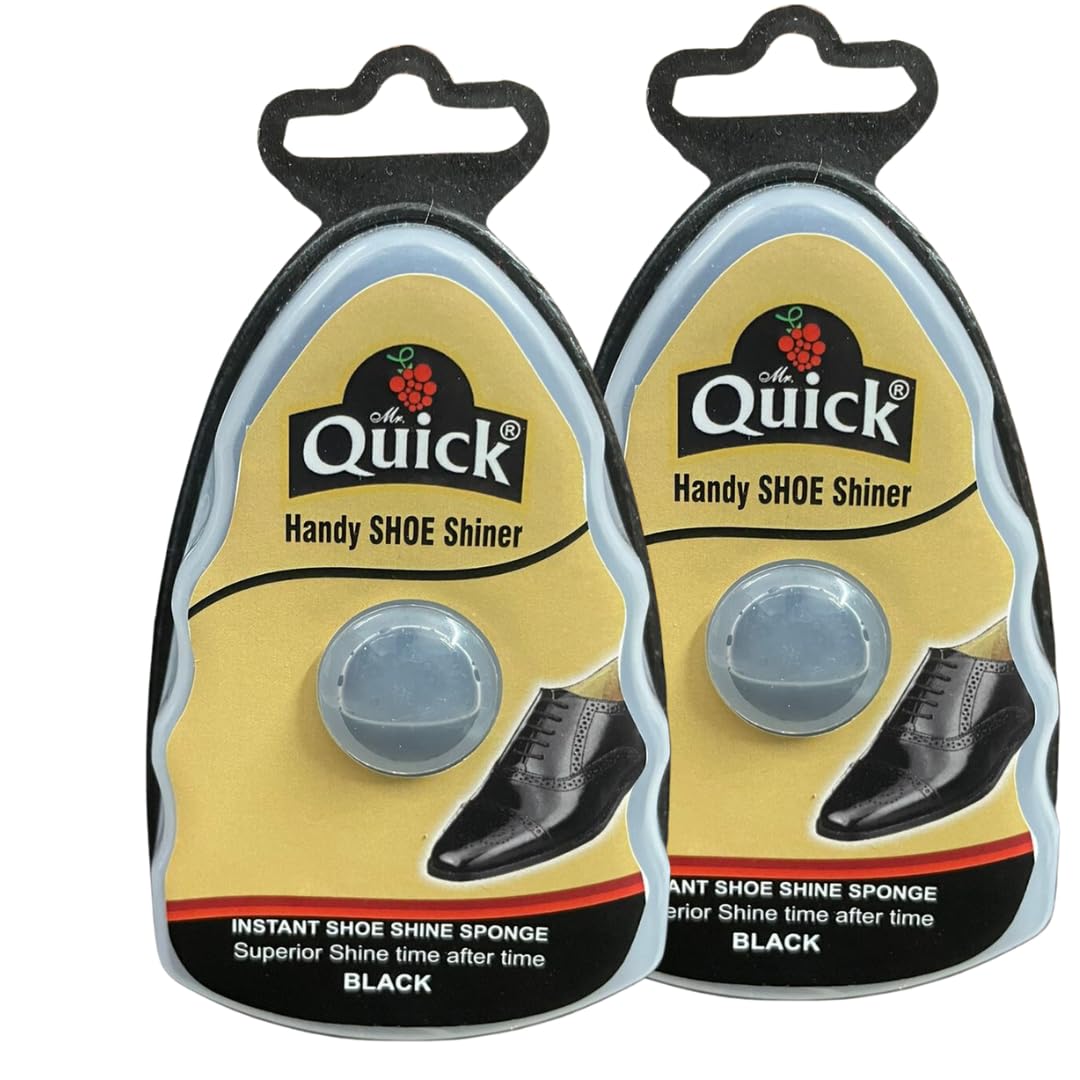 Premium Color Zebra Quick Handy Shoe Shiner for Instant Shine | Leather & Dress Shoe Polish Brush | Black (Pack of 2) | Perfect for Office, Travel & Shoe Care at Home
