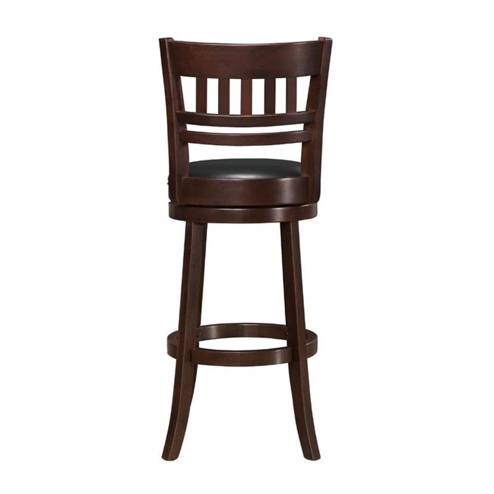 Pemberly Row Dark Cherry Faux Leather Swivel Bar Stool - Modern Counter Height Stool for Kitchen Island, Breakfast Bar & Home Bar Decor