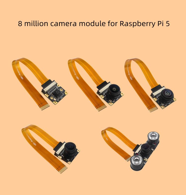 Raspberry Pi 5 Camera Module - 8MP HD IMX219 Sensor with CSI Interface, 130° Wide Angle Lens | Perfect for DIY Projects, Home Security, Time-Lapse Photography & STEM Education