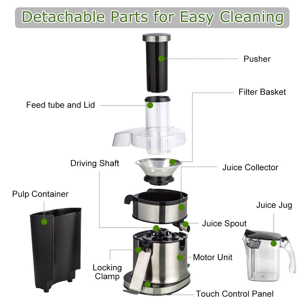 800W Wide Mouth Centrifugal Juicer Machine with LED Touch Control, Anti-Drip Design & Juice Jug - High Nutrient Fruit & Vegetable Extractor (15.7 x 10.6 x 7.9 Inches) - 2021 Upgraded Version for Healthy Smoothies, Detox Drinks & Fresh Juice at Home