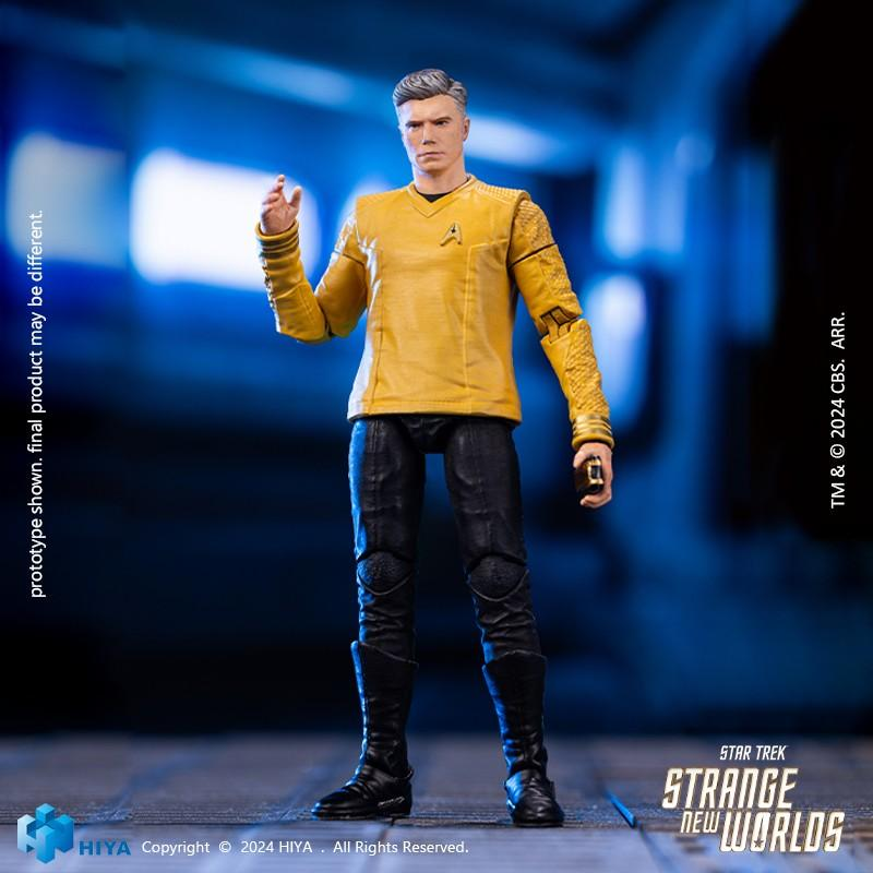 Pre Order 1/18 HIYA 4-Inch Action Figure - Exquisite Mini Series Star Trek Strange New Worlds Captain Pike Collectible Toy for Display & Sci-Fi Fans