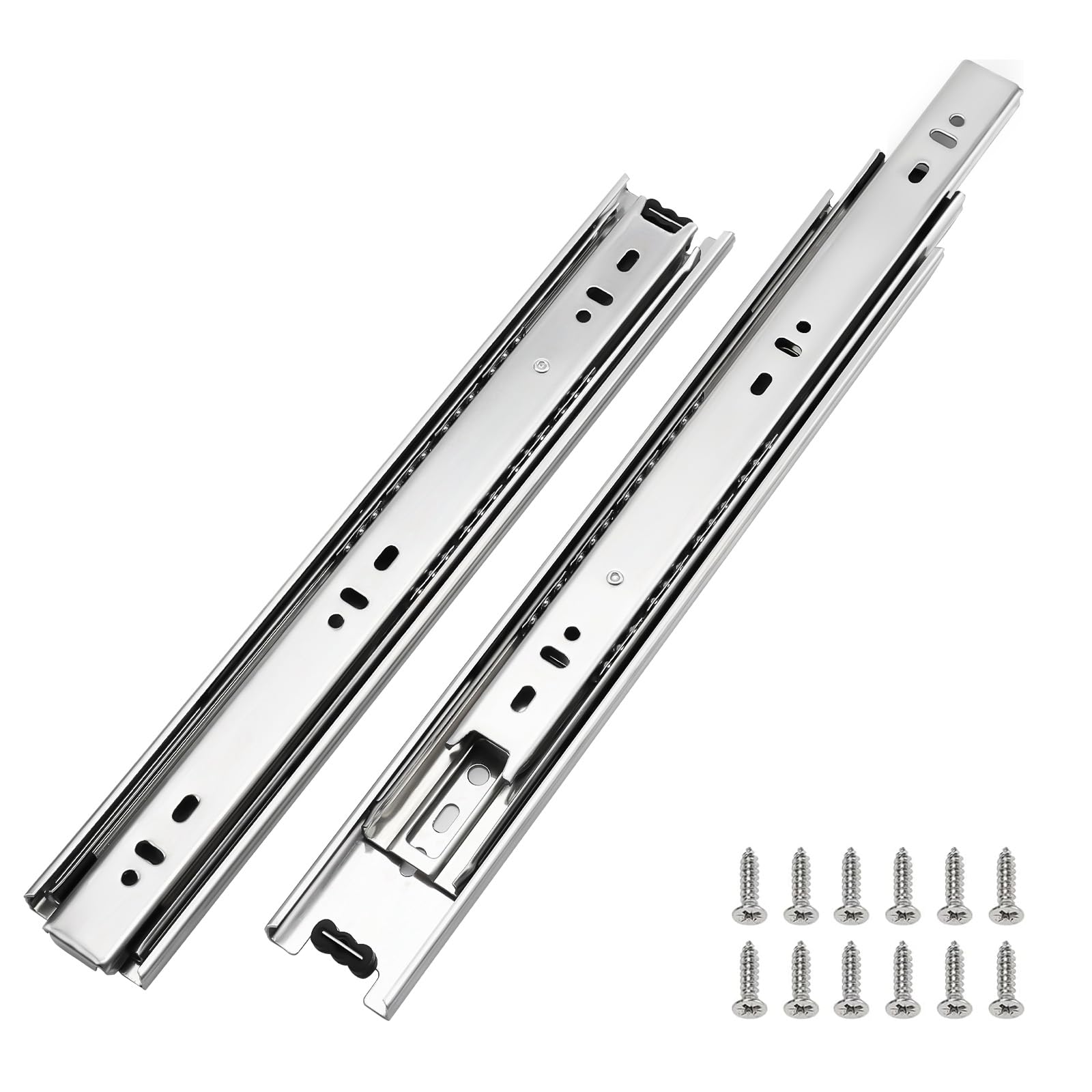 LONTAN Heavy Duty Ball Bearing Drawer Slides 12-24 Inch - Full Extension Side Mount Cabinet Rails for Kitchen, Dresser, File Cabinet & Trash Can - 100 LB Load Capacity Silver Metal Runners | Perfect for Home Organization & Office Storage Solutions