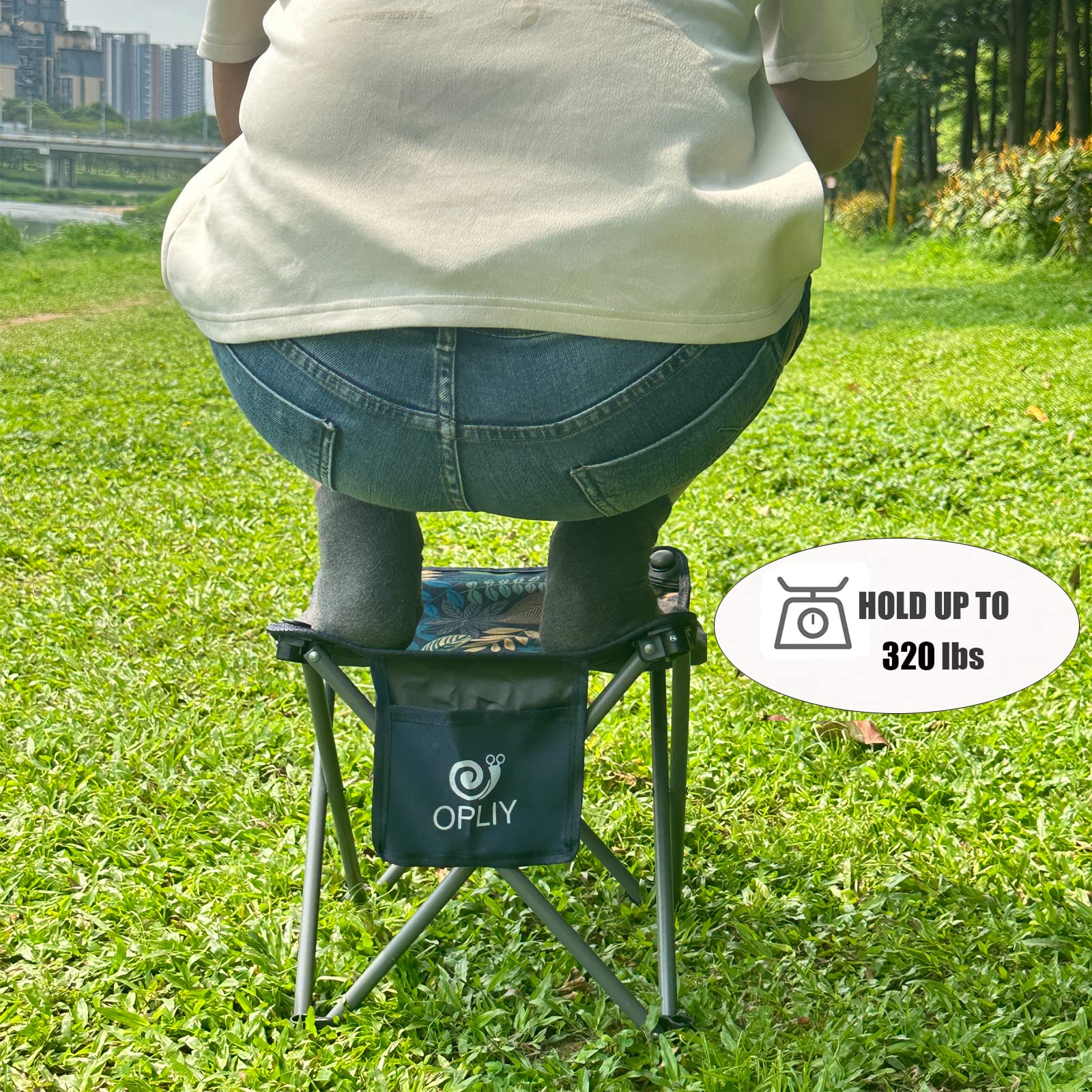 Opliy Folding Camping Stool - 13.5 Inch Portable Lightweight Chair for Outdoor Adventures, Camping, Fishing, Hiking, Gardening & Beach - Compact Travel Seat with Carry Bag - Perfect for Picnics, Backpacking & Tailgating