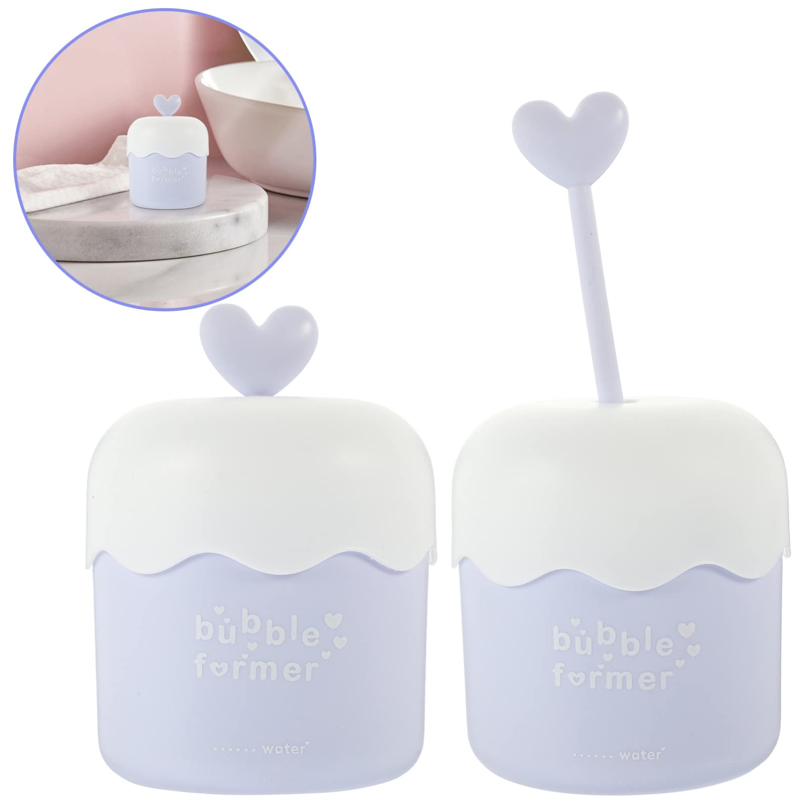 Angoily Foam Shower Gel 2-Pack | Facial Cleansing Foam Maker for Bubble Skin Care | Sky-Blue Face Wash Foamer Tool | Perfect for Daily Skincare Routine & Spa-Like Bath Experience