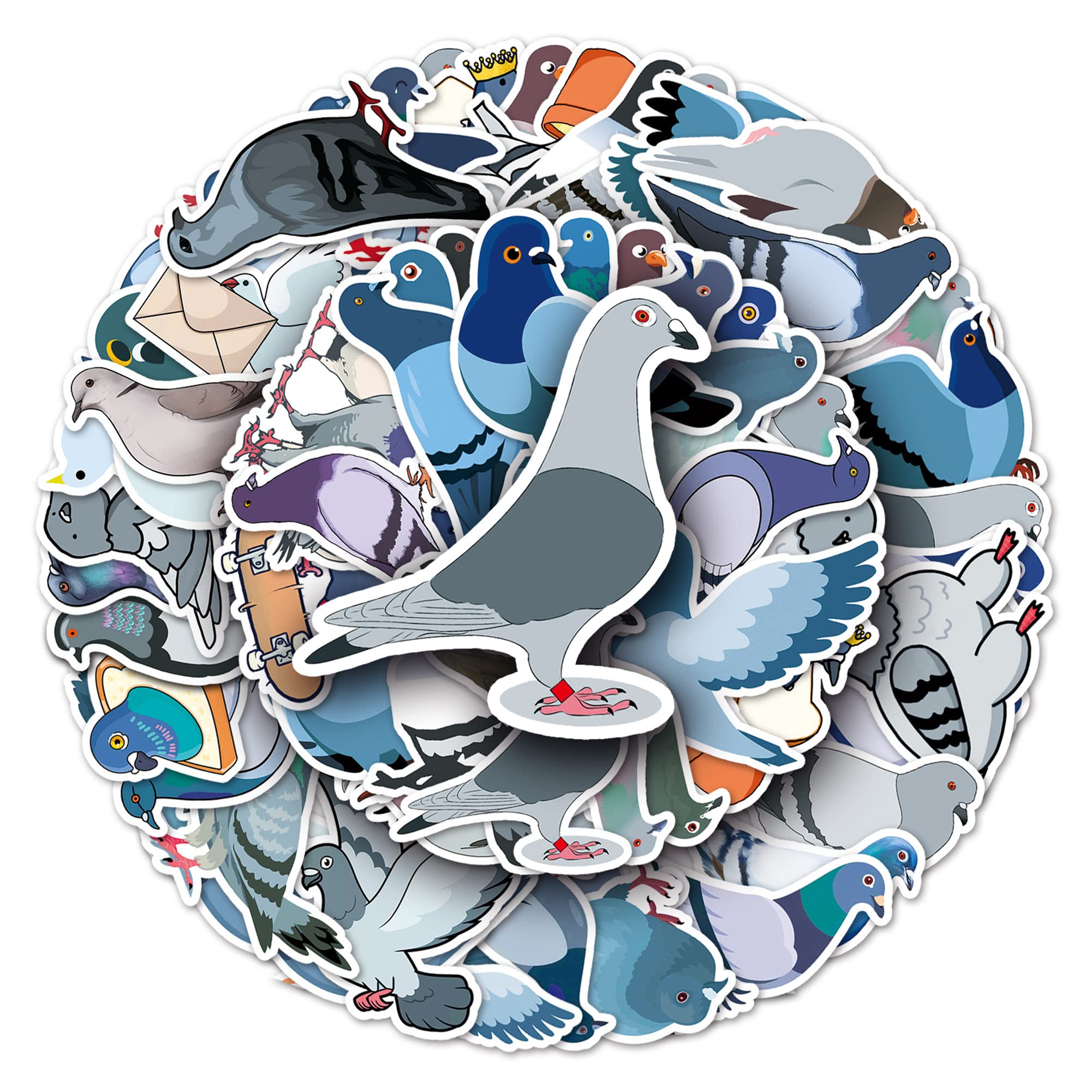 50PCs Cute Animal Pigeon Stickers - Waterproof Vinyl Decal Stickers for Laptop, Hydro Flask, Water Bottle - Perfect for Kids Room Decor, School Supplies, Party Favors & Gift Giving (Dove Theme)