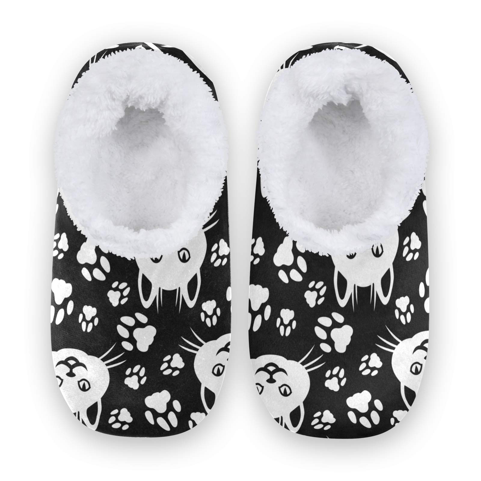 Women's Cat Face Coral Fleece House Slippers - Cozy Indoor Shoes for Women & Men (US 5-6) - Perfect for Home, Lounge & Winter Comfort