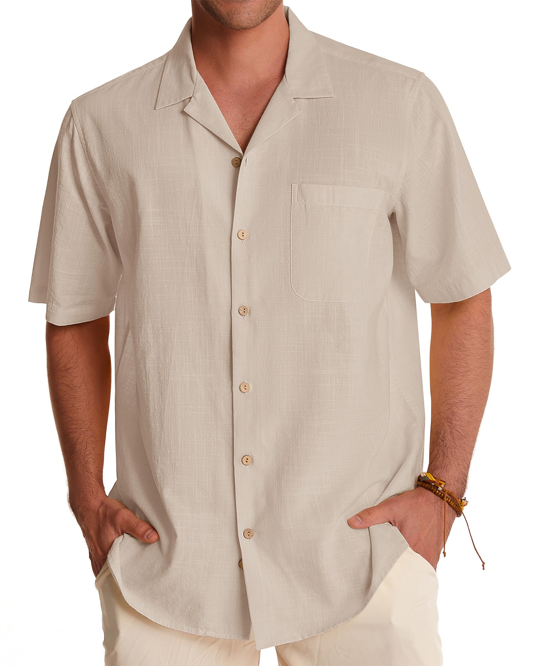 Breathable Men's Linen Shirts - Short Sleeve Button Down Cotton Shirts for Summer | Casual Beach, Vacation & Hawaiian Style | Perfect for Tropical Getaways, Outdoor Events & Summer Fashion