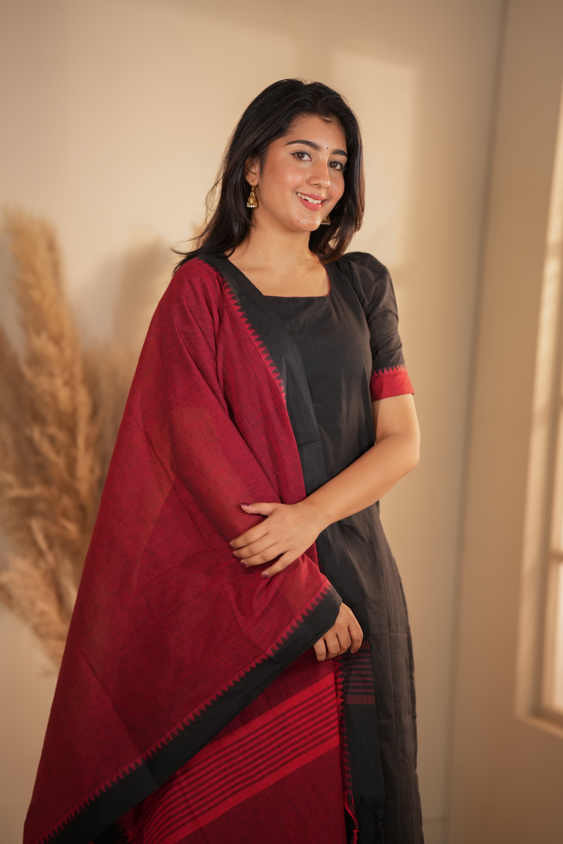 DD629 Deepika Pure Handloom Cotton Kurti - Women's Traditional Indian Tunic Top for Casual Wear & Festive Occasions