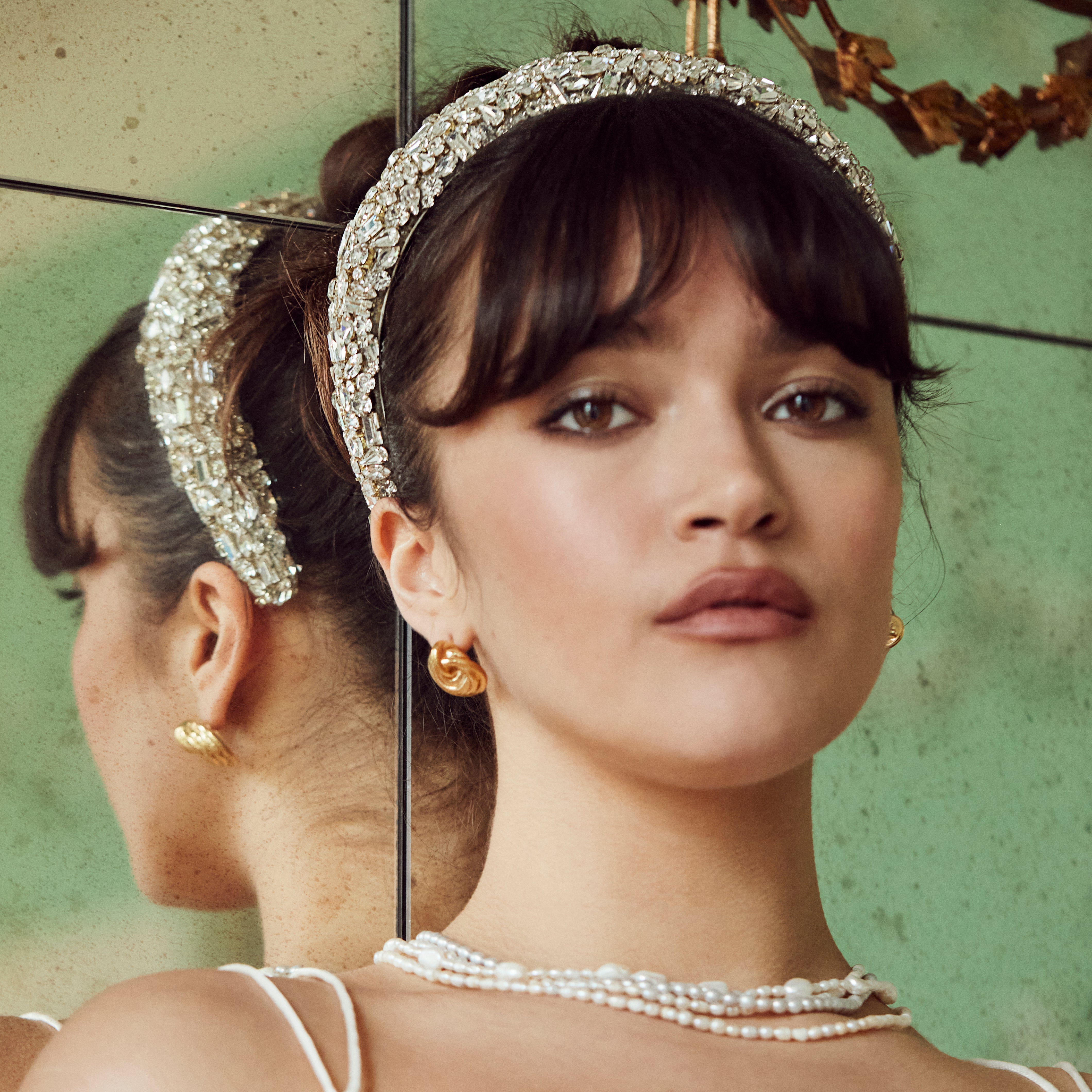 Gia Crystal Embellished Wide Headband for Women - Elegant Rhinestone Hair Accessories for Weddings, Parties & Special Occasions