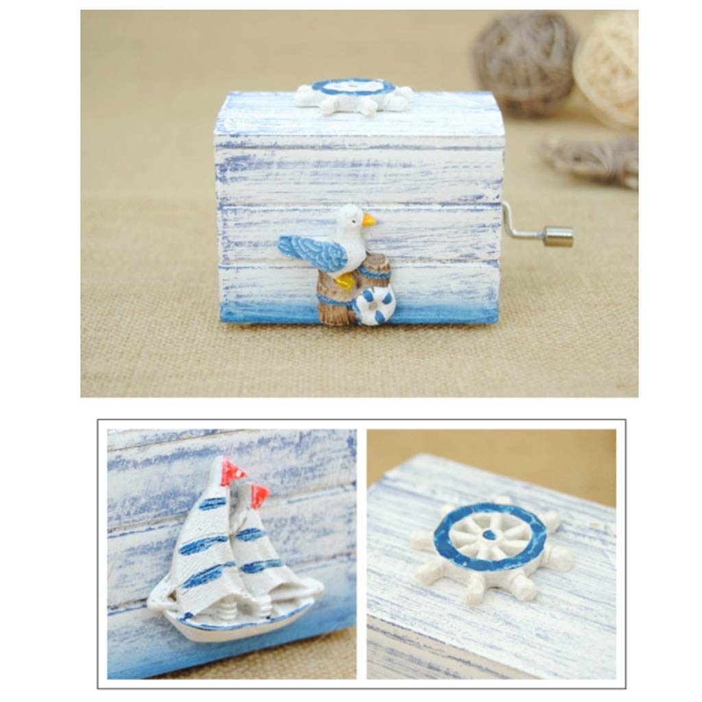 AVEO Hand-Cranked Wooden Music Box - Lighthouse Design for Home Decor & Gifts