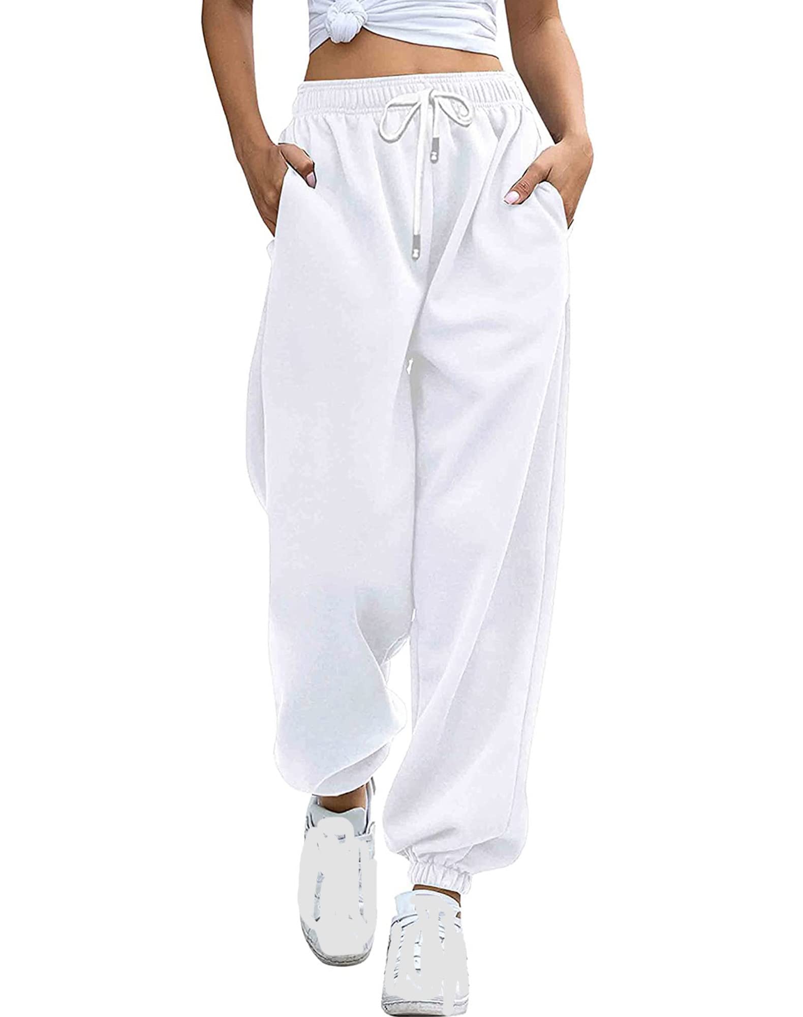 TSMNZMU Women's High Waist Jogger Sweatpants - Athletic Fit Gym Workout Pants with Pockets & Cinch Bottom for Yoga, Running & Lounge Wear