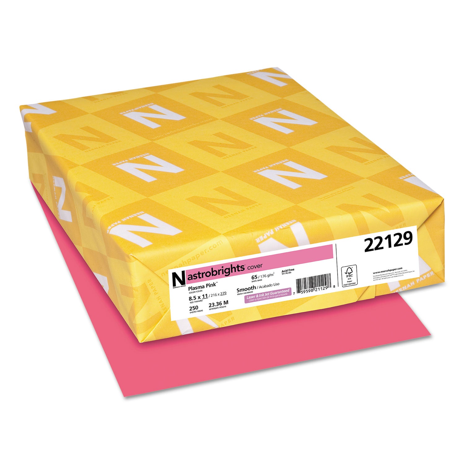 Astrobrights® Plasma Pink Color Cardstock Paper - 65 lb Cover Weight, 8.5 x 11 Inches, 250 Sheets per Pack - Perfect for Scrapbooking, DIY Crafts, School Projects & Office Use