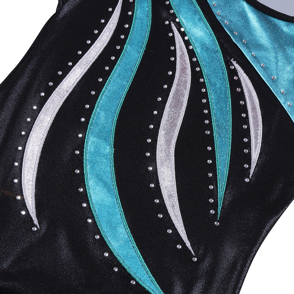 ESHOO Girls' Striped Gymnastics Leotard - Sparkly Diamond Ballet Dance Leotard for Kids | Perfect for Ballet Class, Gymnastics Practice & Dance Competition