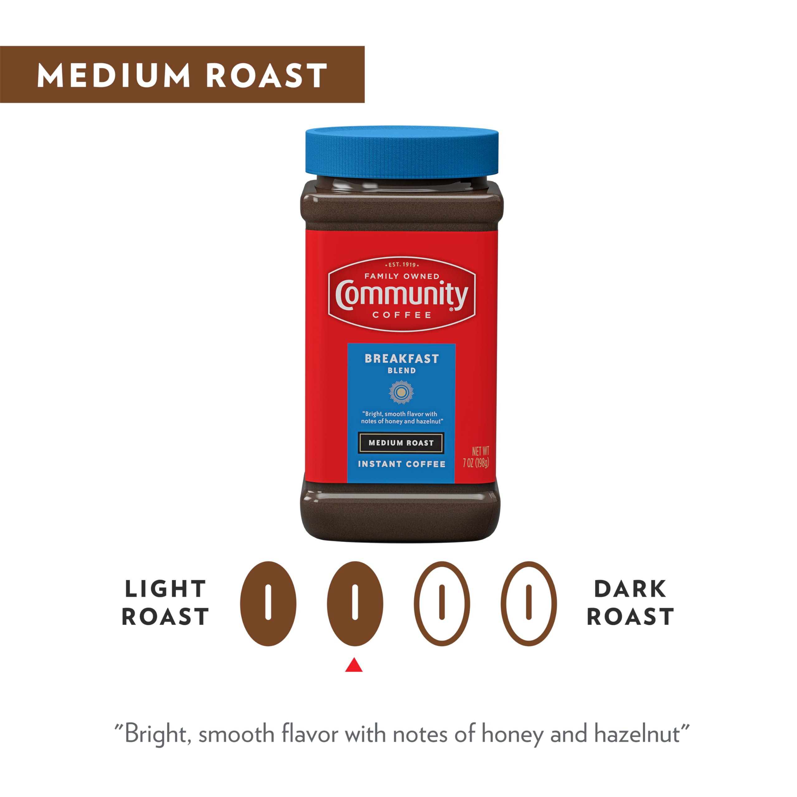 Community Coffee Breakfast Blend Instant Coffee, Medium Roast, 7 Ounce Jar (Pack of 12) - Rich & Smooth Morning Brew for Home, Office & Travel - Perfect for Busy Professionals & Coffee Lovers